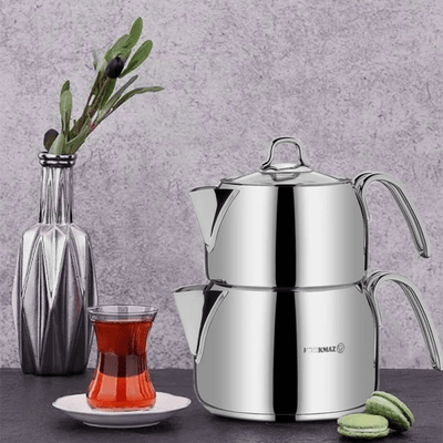 Korkmaz Perla Mega 3-Piece Stainless Steel Teapot Set