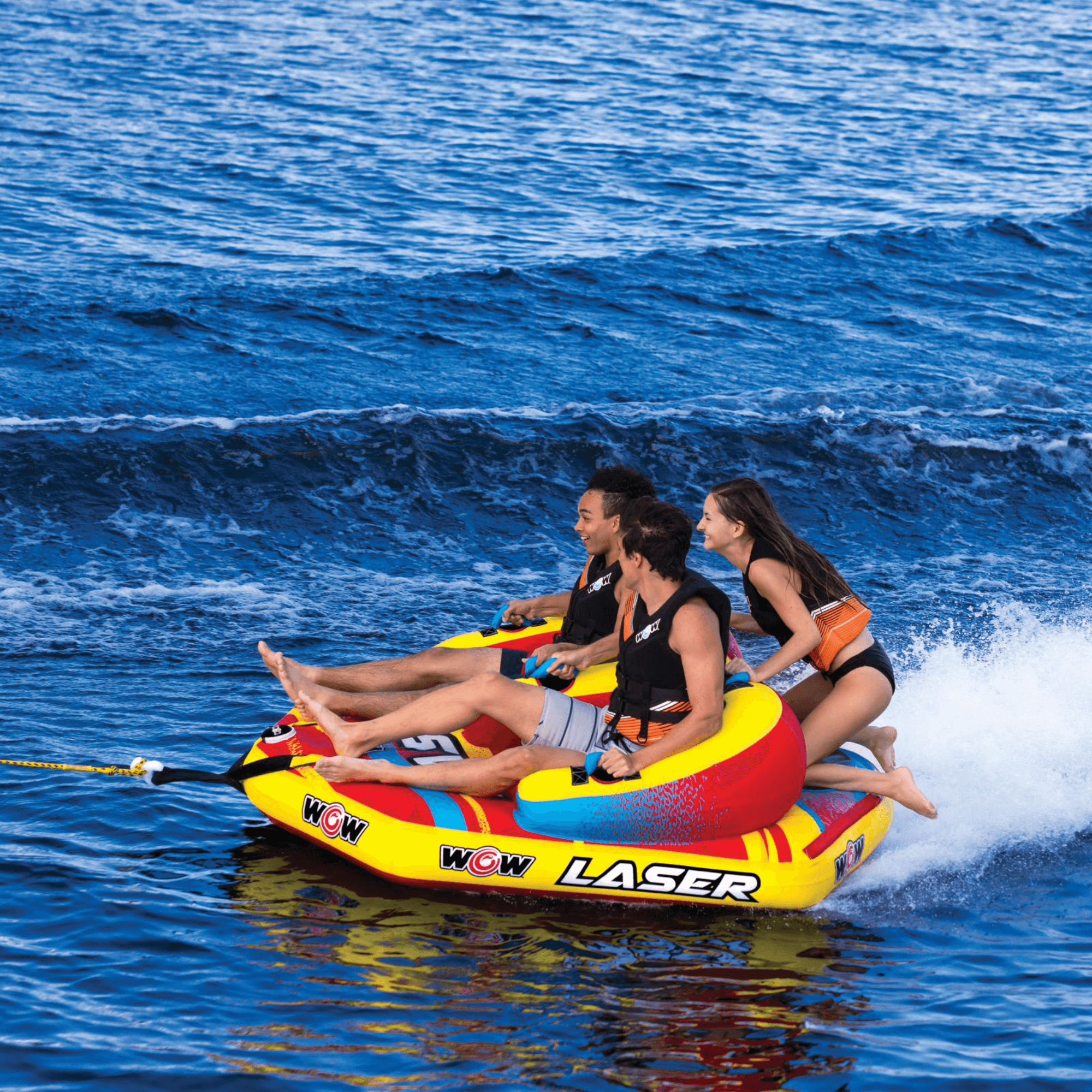 WOW Watersports Laser 3-Person Towable for Sitting and Kneeling Riding Positions