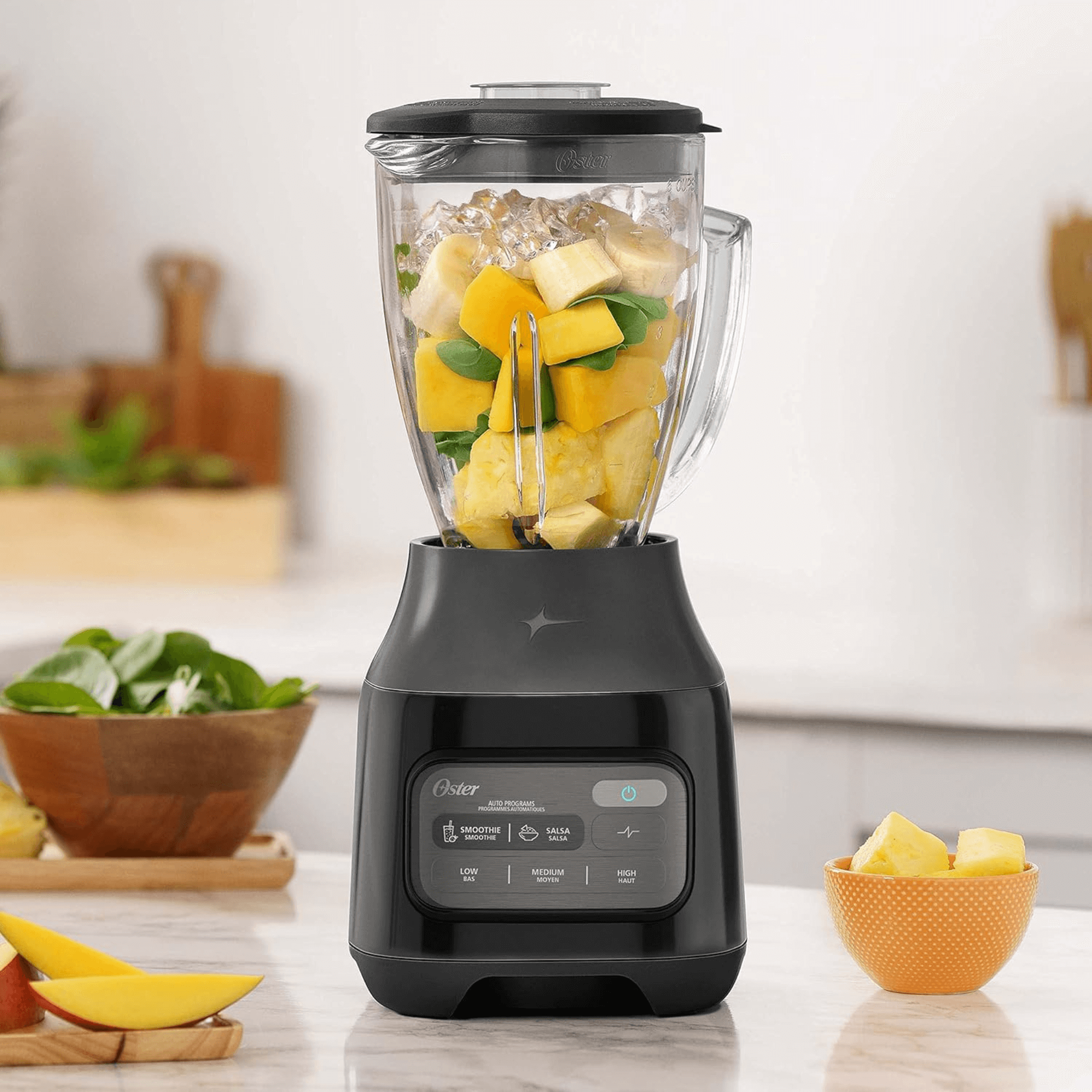 Oster 3-Speed 800W One-Touch Control Glass Jar Blender with Auto Program