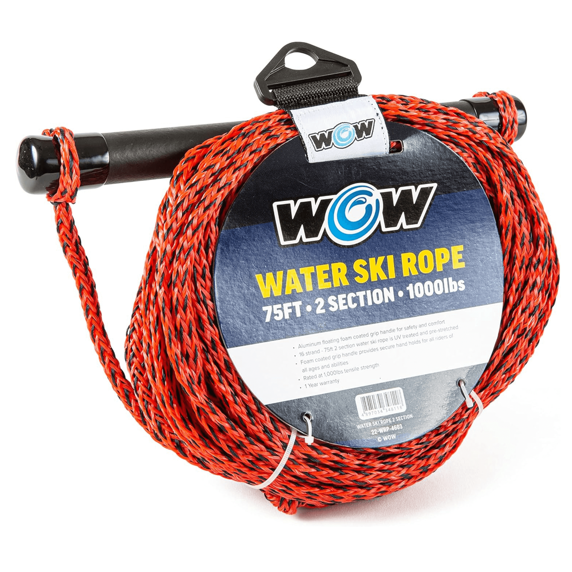 WOW Watersports 75ft 2-Section UV Treated Water Ski Rope
