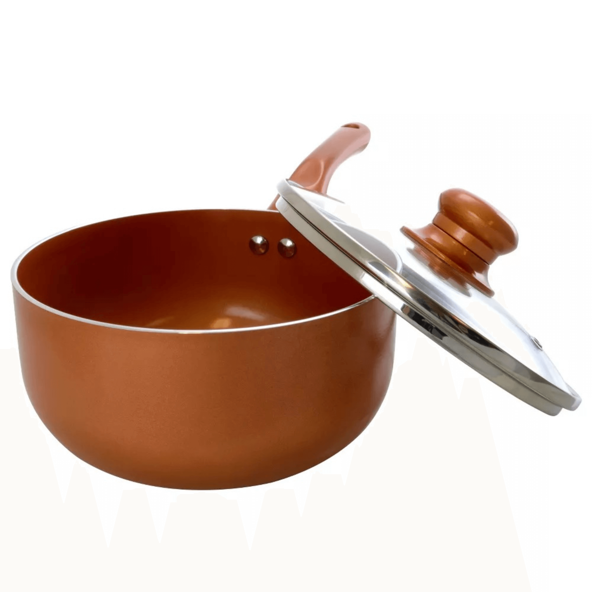 Better Chef 2Qt Ceramic-Coated Copper-Tone Saucepan with Glass Lid