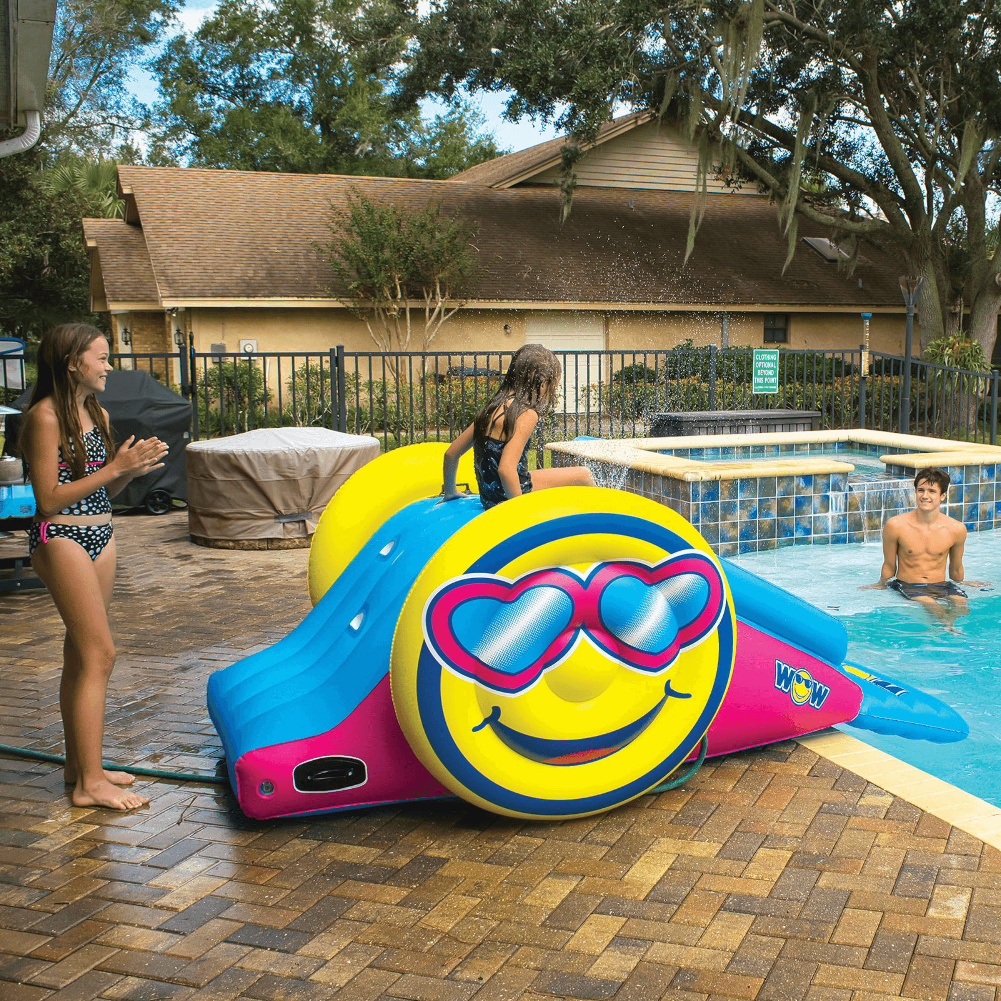 WOW Watersports Fun Inflatable Water Slide with Sprinklers for In-Ground Pools