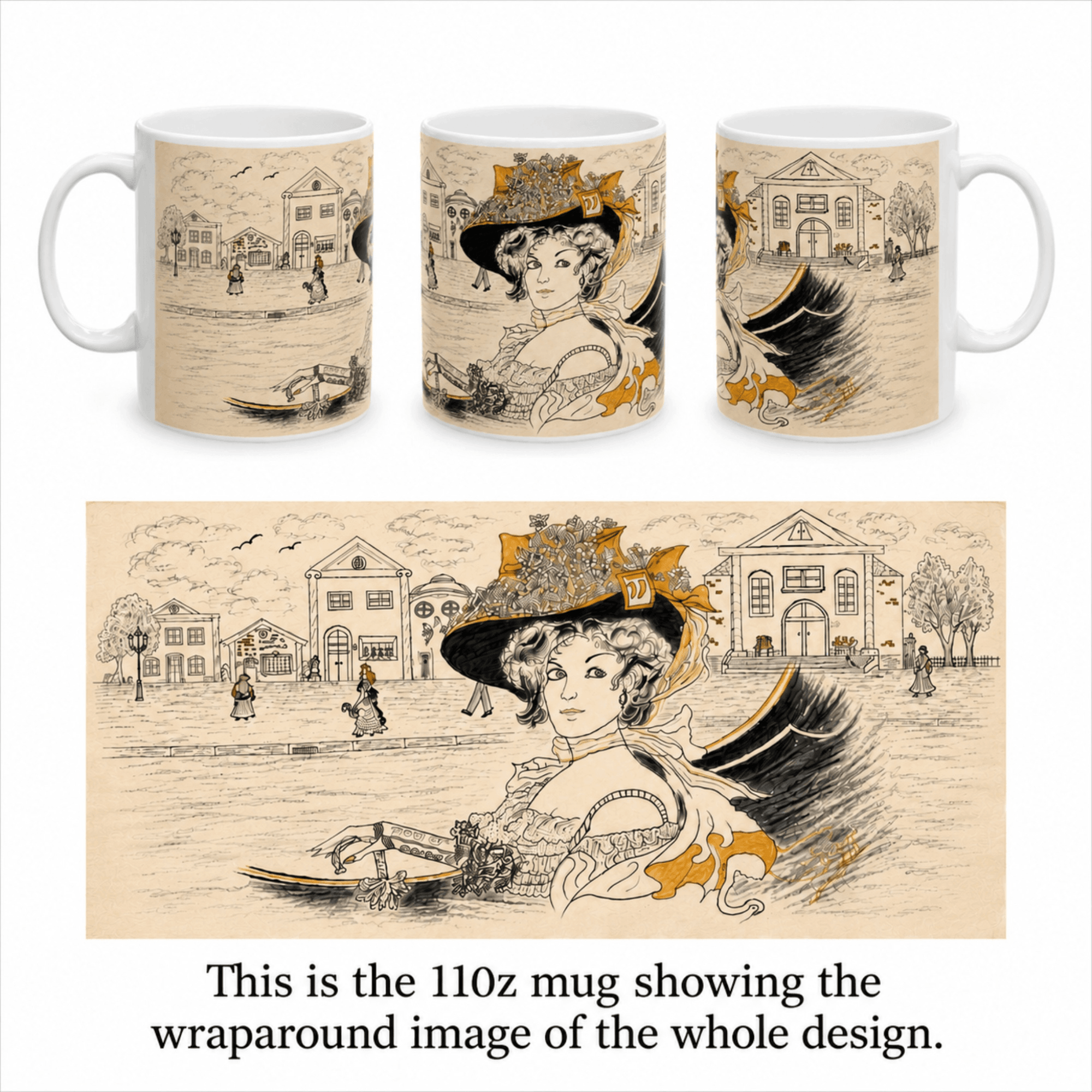 PimsArt Vintage Belle Victorian Mug From Original Drawing