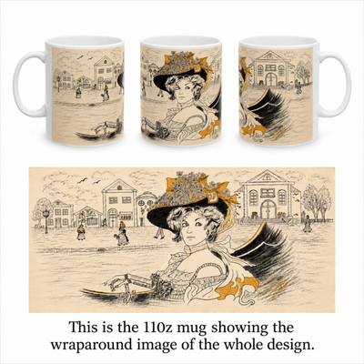 PimsArt Vintage Belle Victorian Mug From Original Drawing