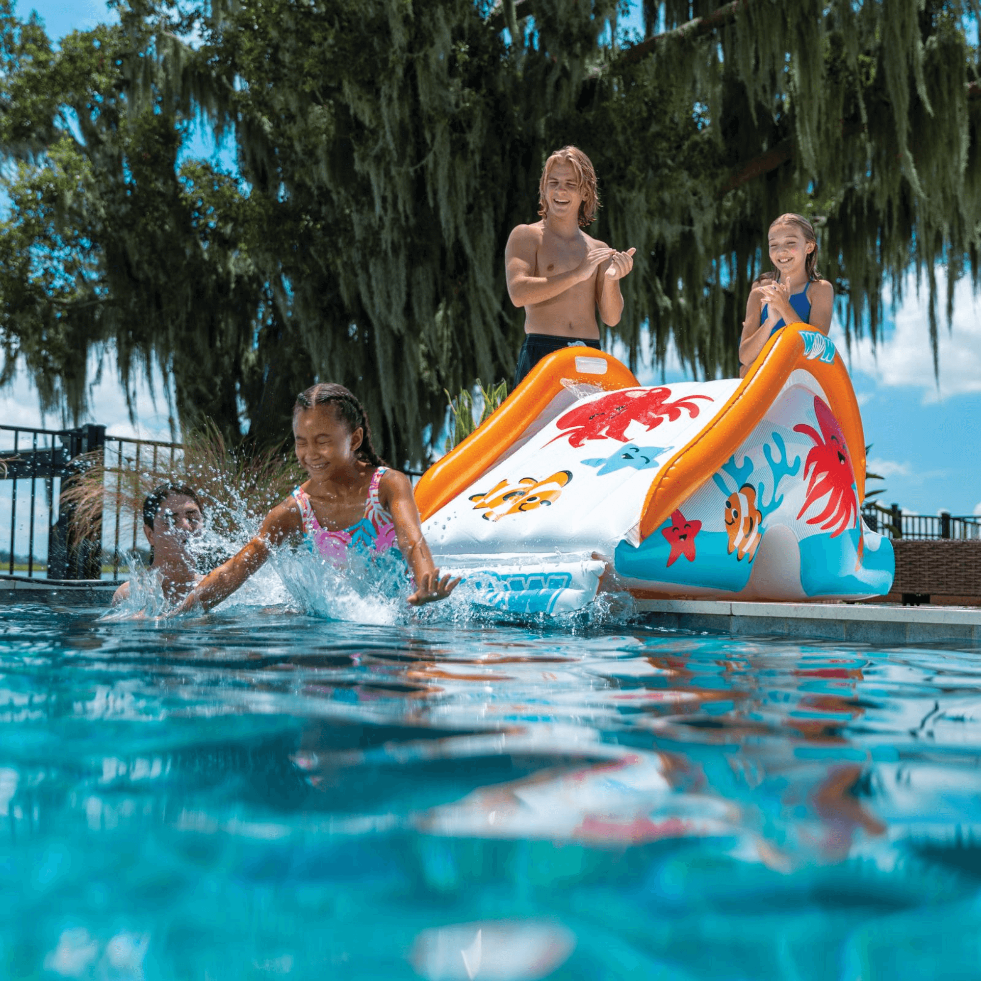 WOW Watersports Swirl Splash Pad Slide (Slide Only) with Inflated Side Rails