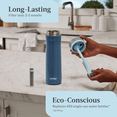 Contigo Wells Chill Stainless Steel 24oz Water Bottle with Autospout Straw Lid and Filter
