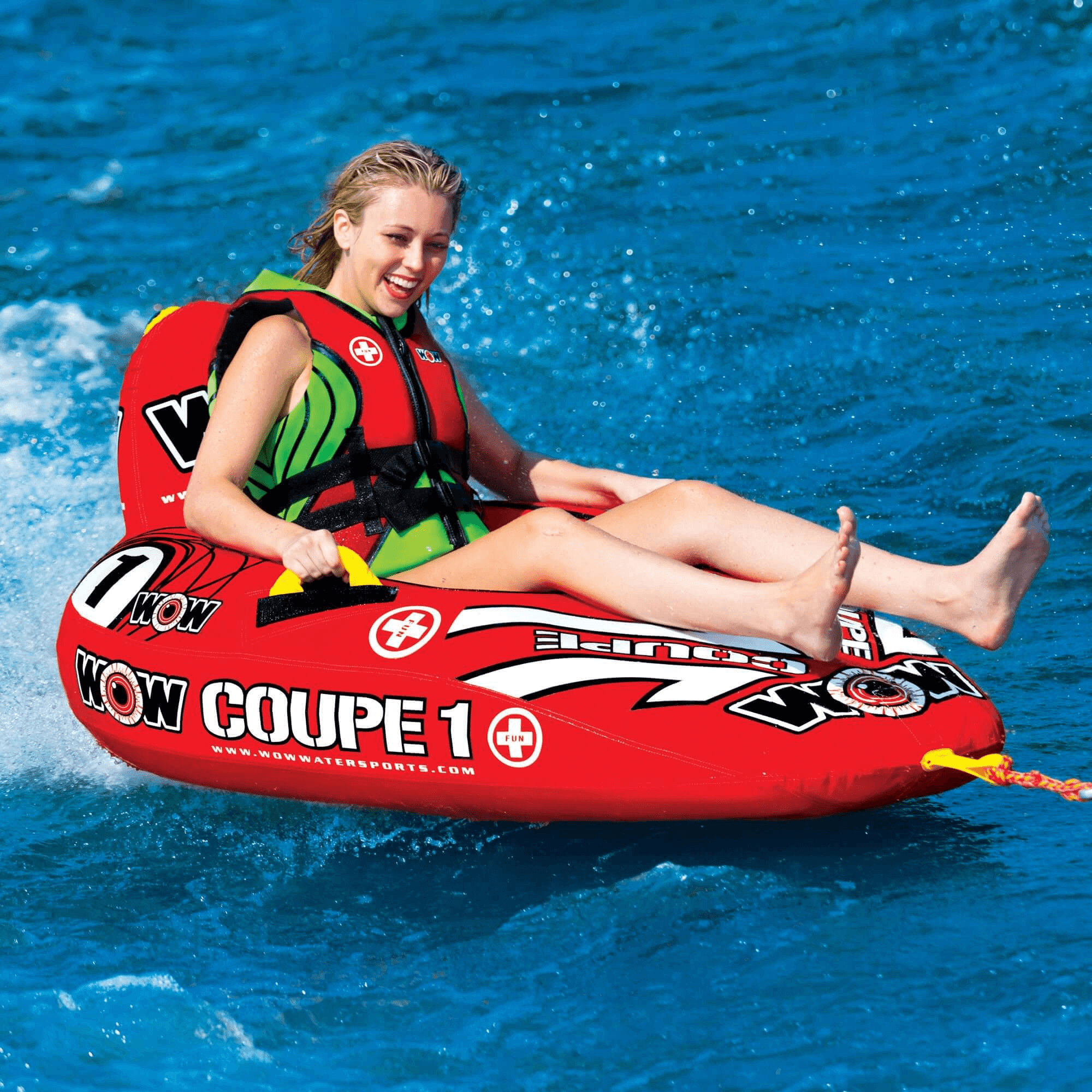 WOW Watersports Coupe 1 Person Ski Tube with Backrest and Leg Rest