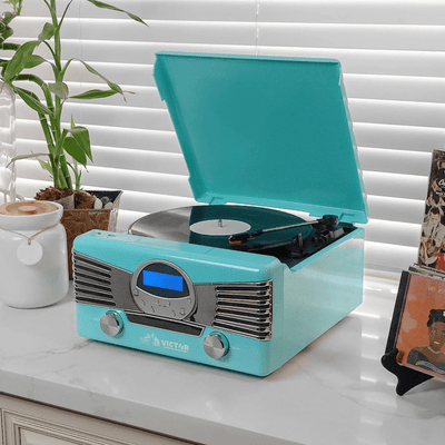 Victor Diner 7-in-1 Turntable Music Center Turquoise - Refurbished
