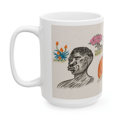 PimsArt South African Tribal Village Portrait Mug From Original Drawing