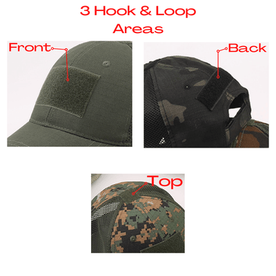 Military-Style Tactical Patch Hat with Adjustable Strap | Breathable & Unisex