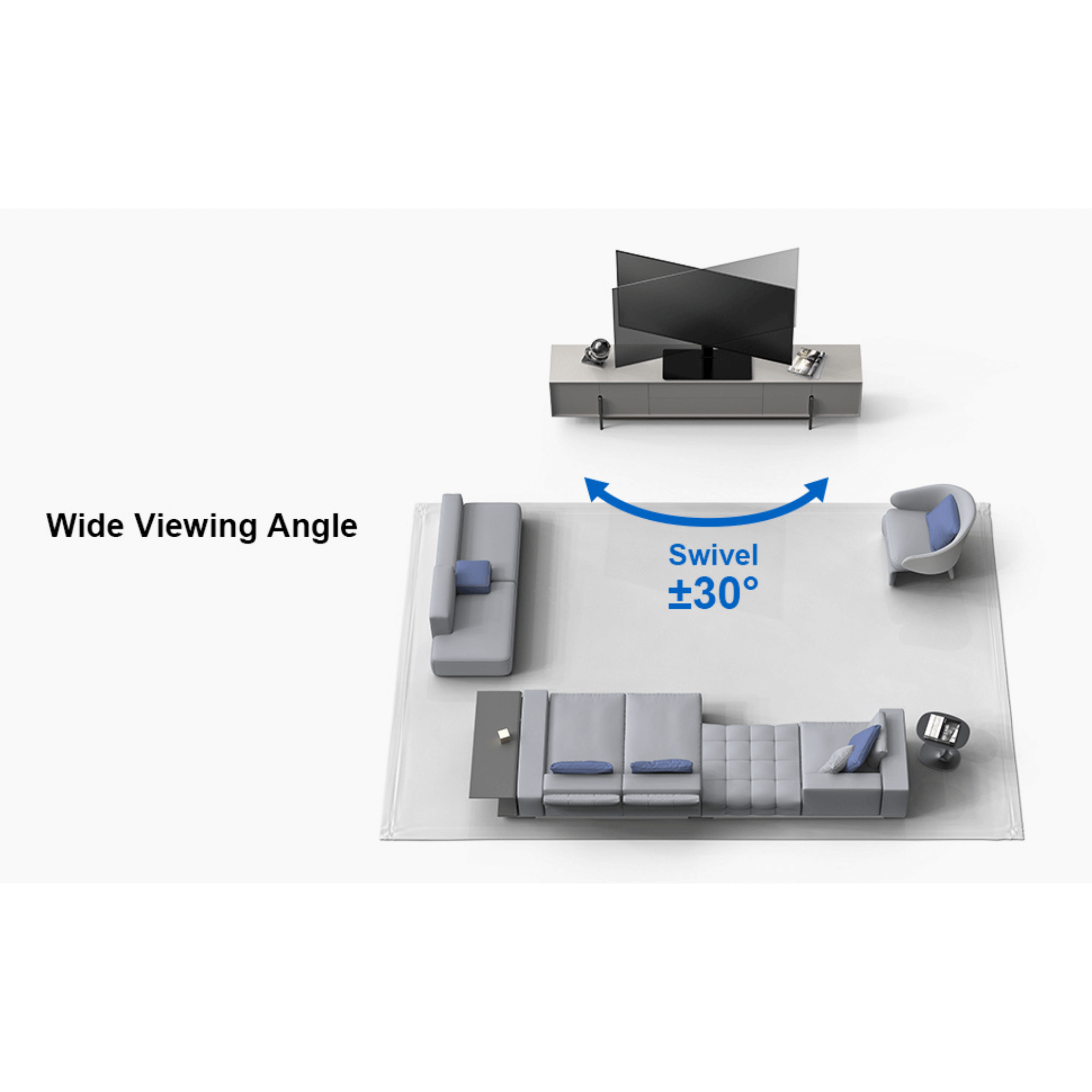 ErgoAV Tabletop TV Stand with Swivel for 19” to 43” TVs
