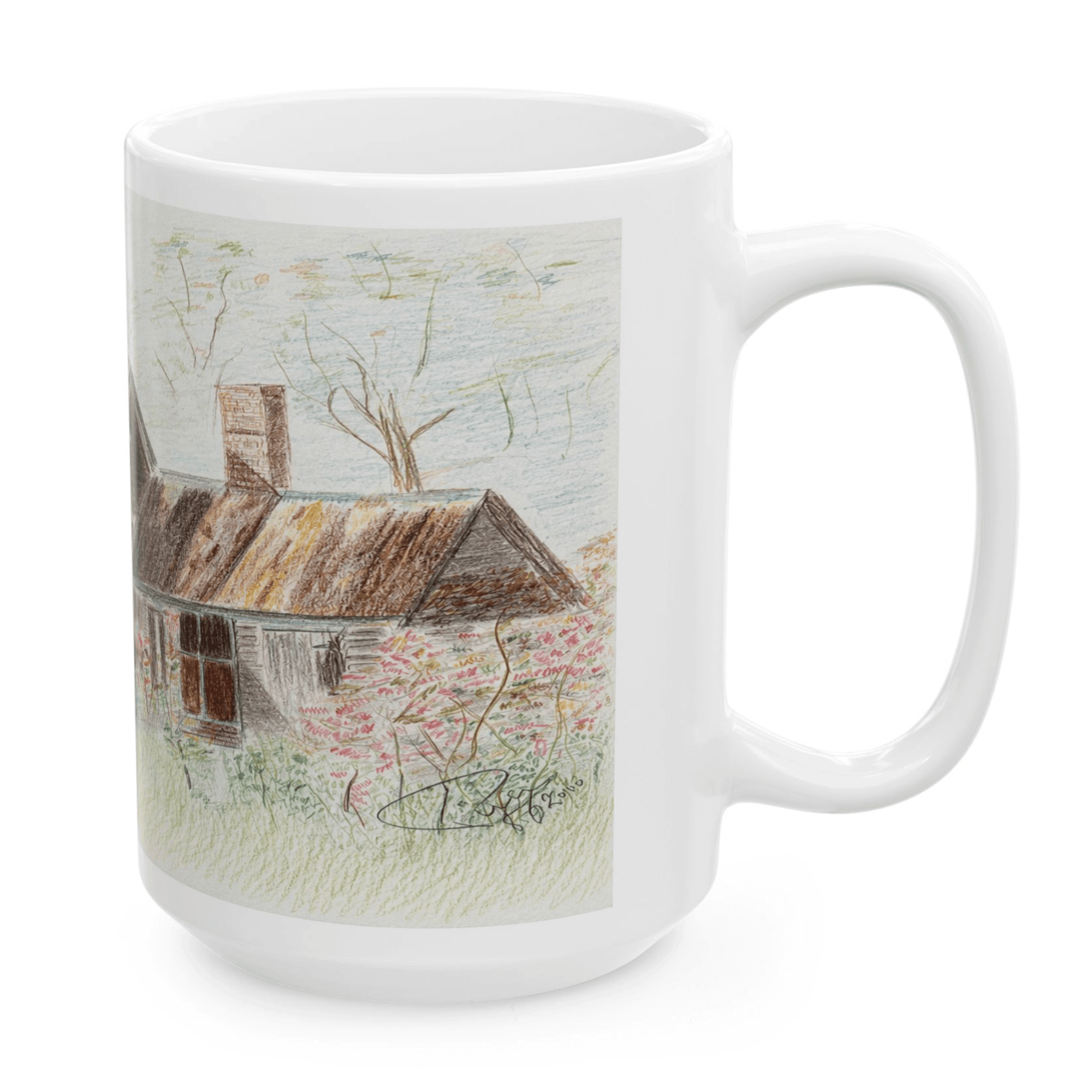 PimsArt Country Cottage Sketch Mug From Original Drawing