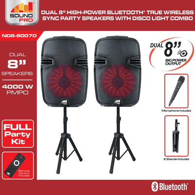 Naxa Dual 8" Bluetooth Party Speakers - Refurbished