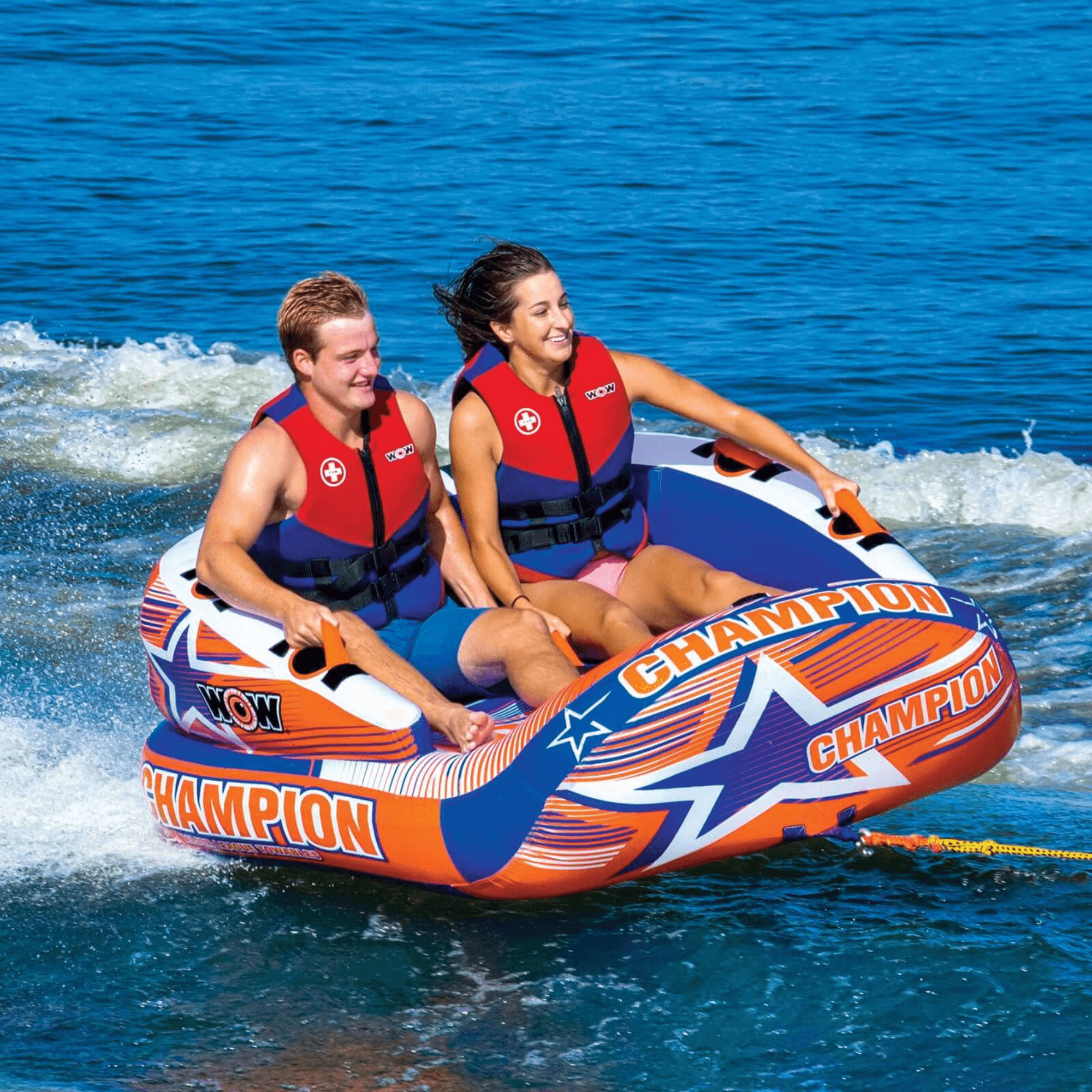 WOW Watersports Champion 2-Person Towable with EZ-Up Nose for Minimal Drag and Footrest