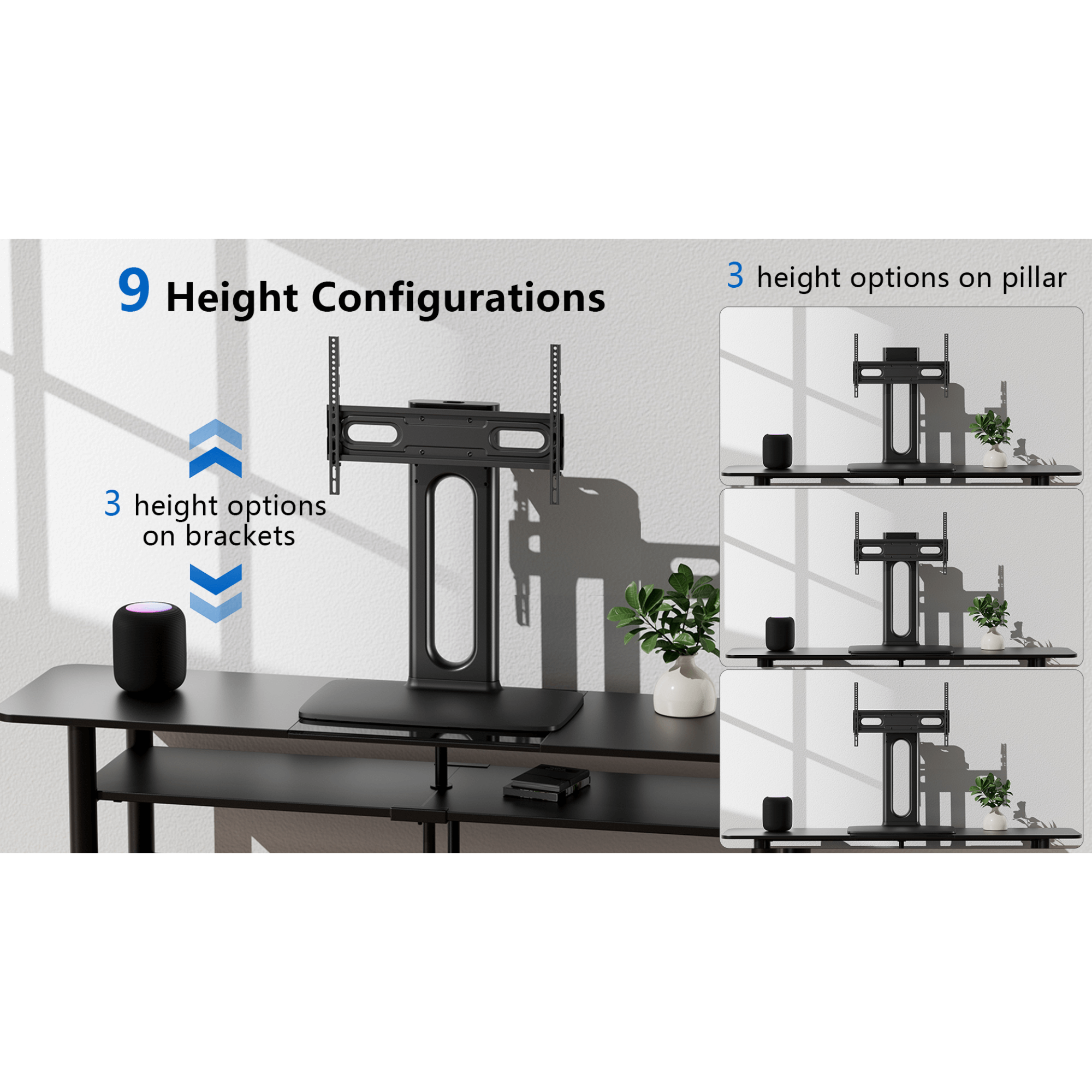 ErgoAV Tabletop TV Stand with Swivel for up to 86" TVs with Storage Compartment