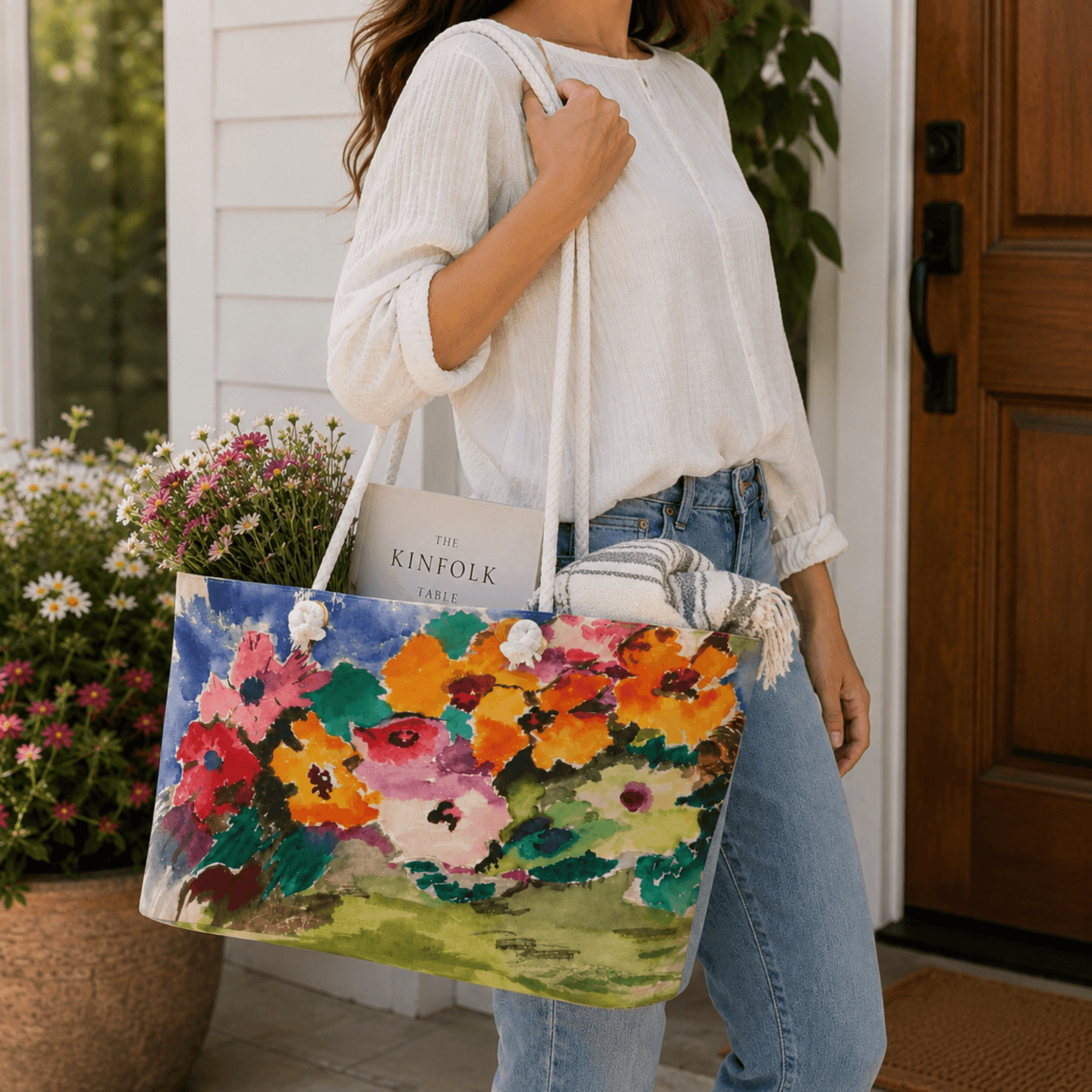 PimsArt Painterly Flower Bouquet Weekender Bag From Original Painting