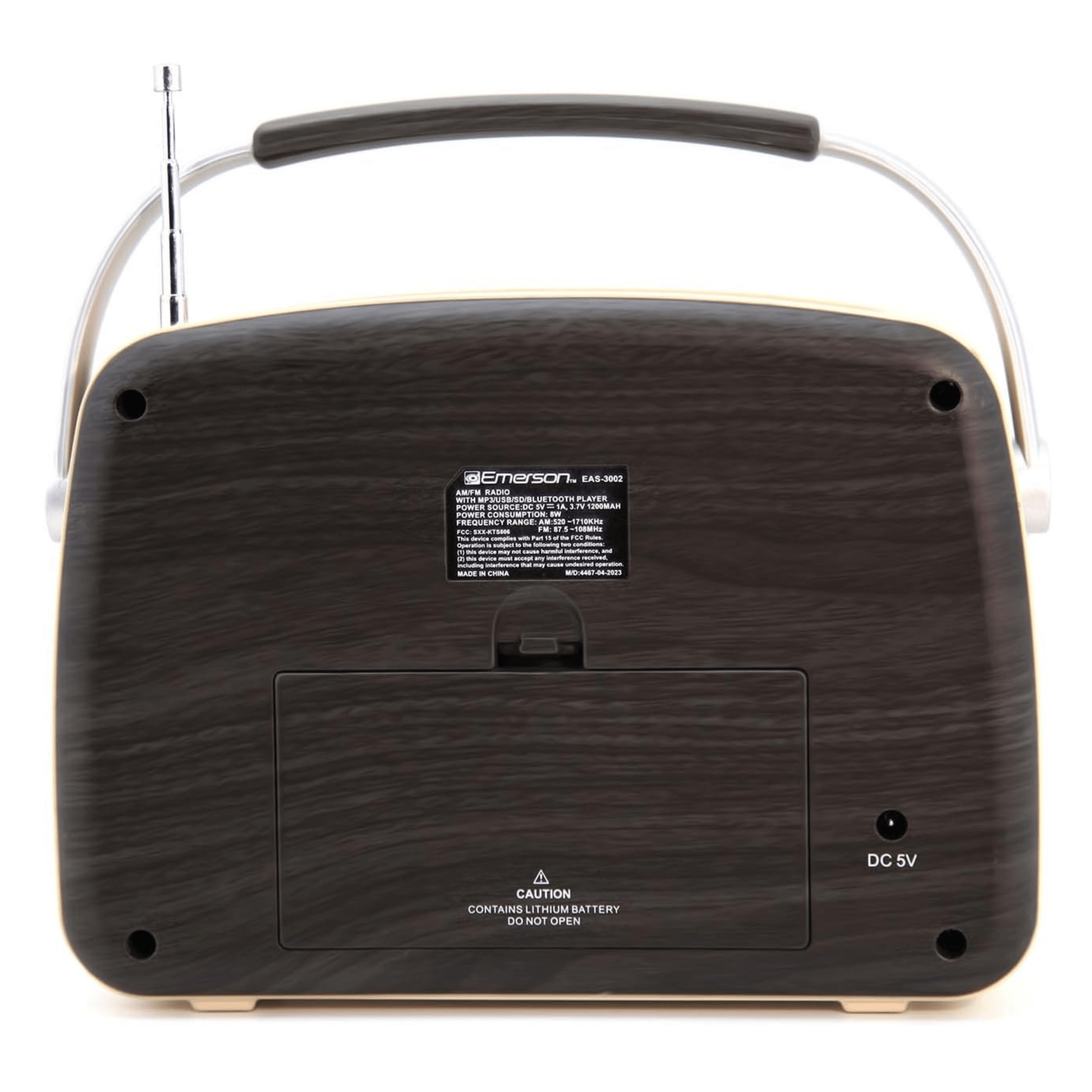 Emerson Portable Retro Radio with Built-In Rechargeable Battery and Memory Set
