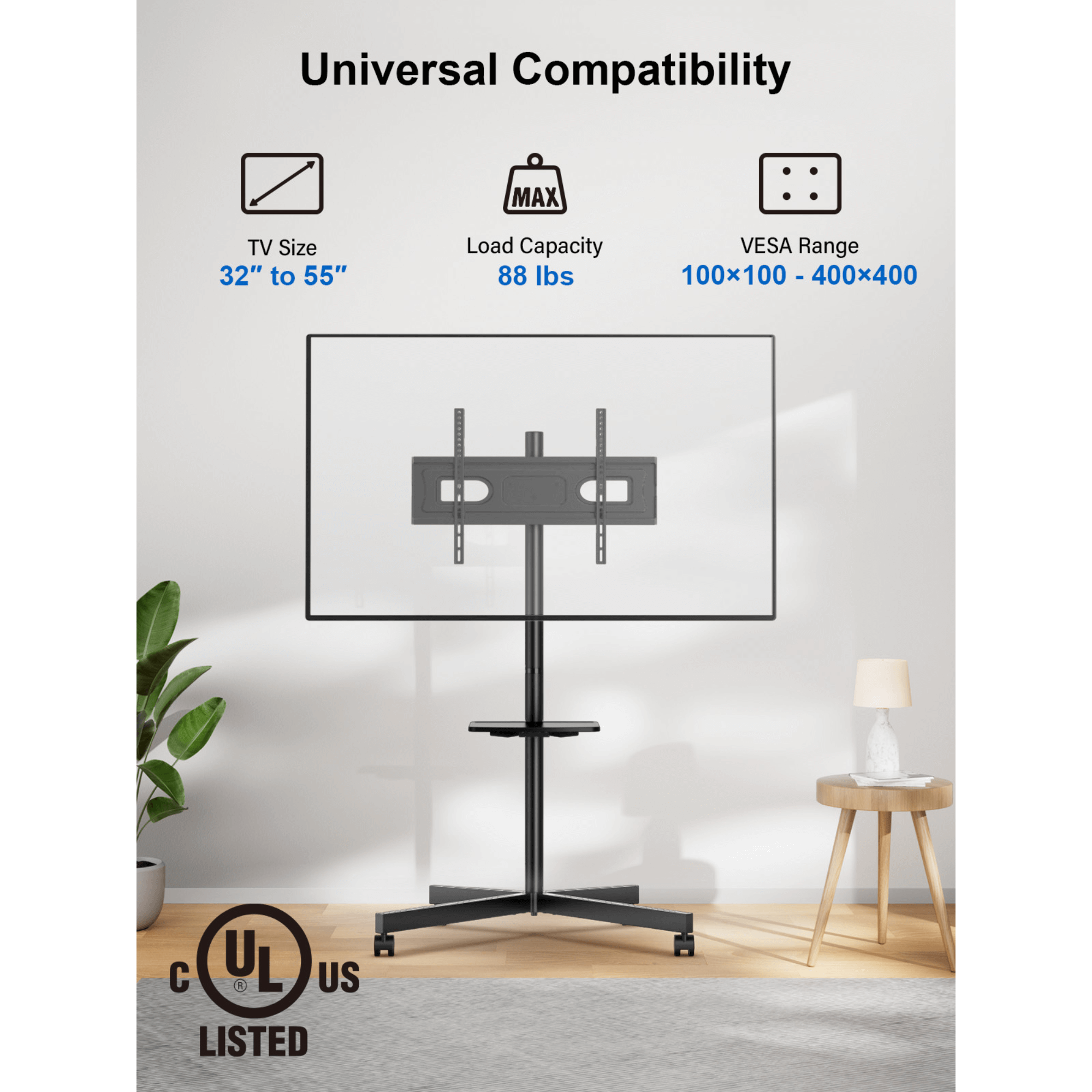 ErgoAV Movable Cart for TVs 32" to 55"