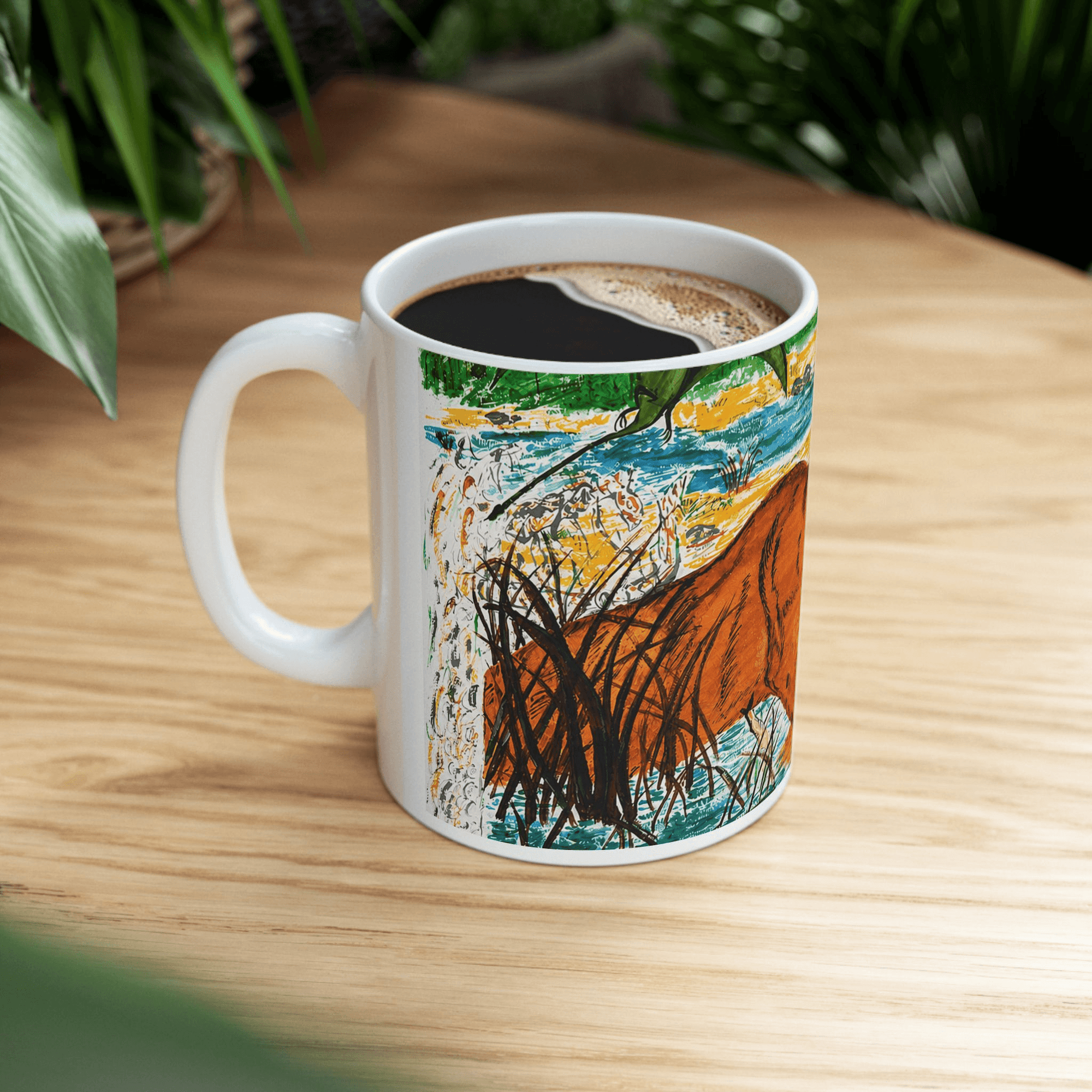 PimsArt Prehistoric Sabertooth Tiger Scene Mug From Original Painting