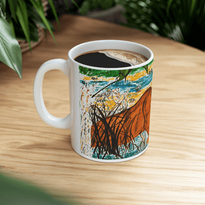 PimsArt Prehistoric Sabertooth Tiger Scene Mug From Original Painting