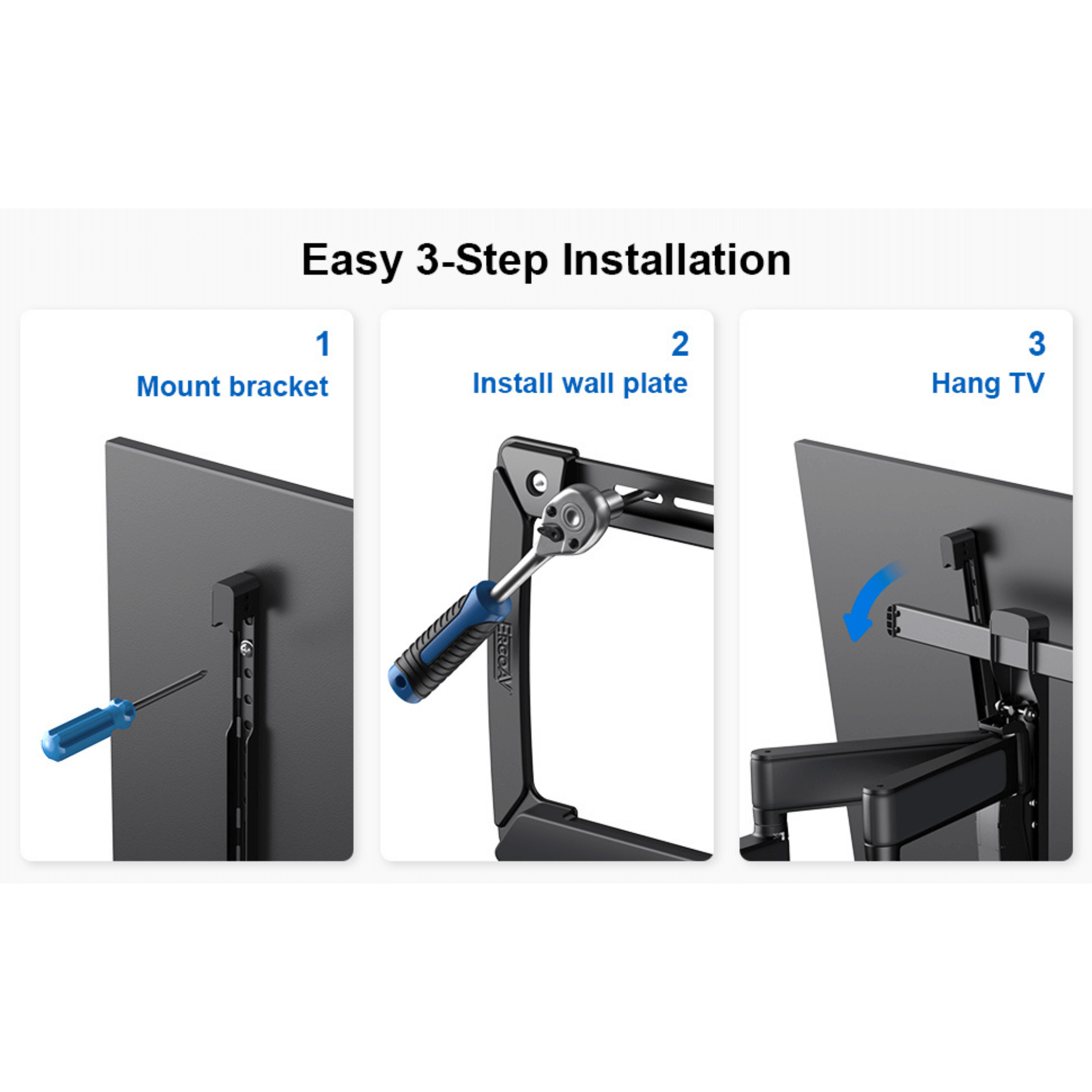 ErgoAV Motion Mount with Dual Arms and IsoTILT Technology for TVs 39" to 65"