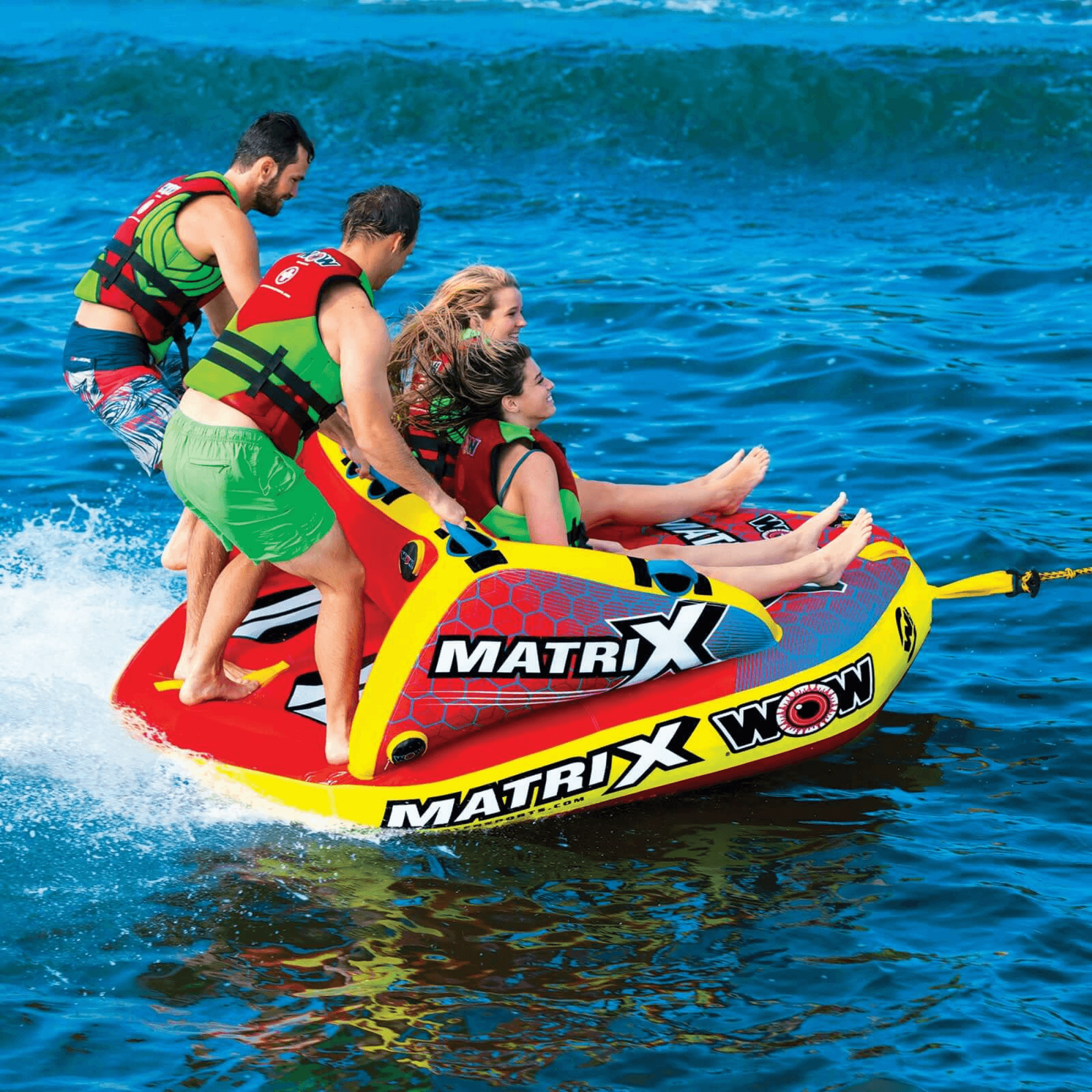 WOW Watersports Matrix Towable Boat Tube w Secure Seating for 1-4 Persons