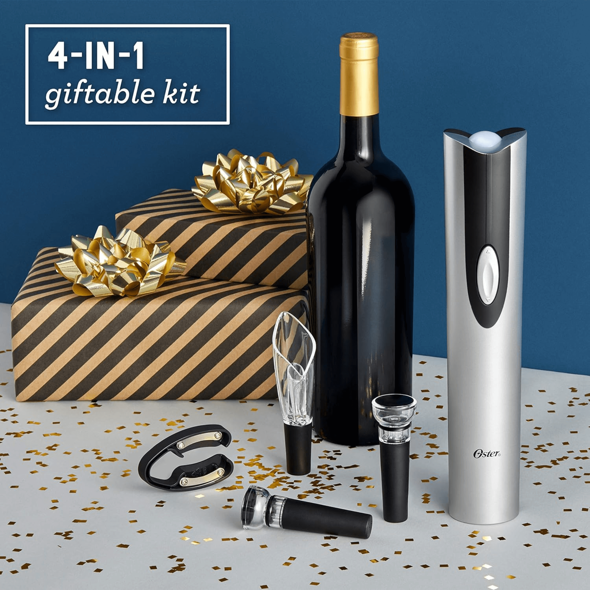 Oster 4-in-1 Wine Opening Kit with Rechargeable Opener - REFURBISHED