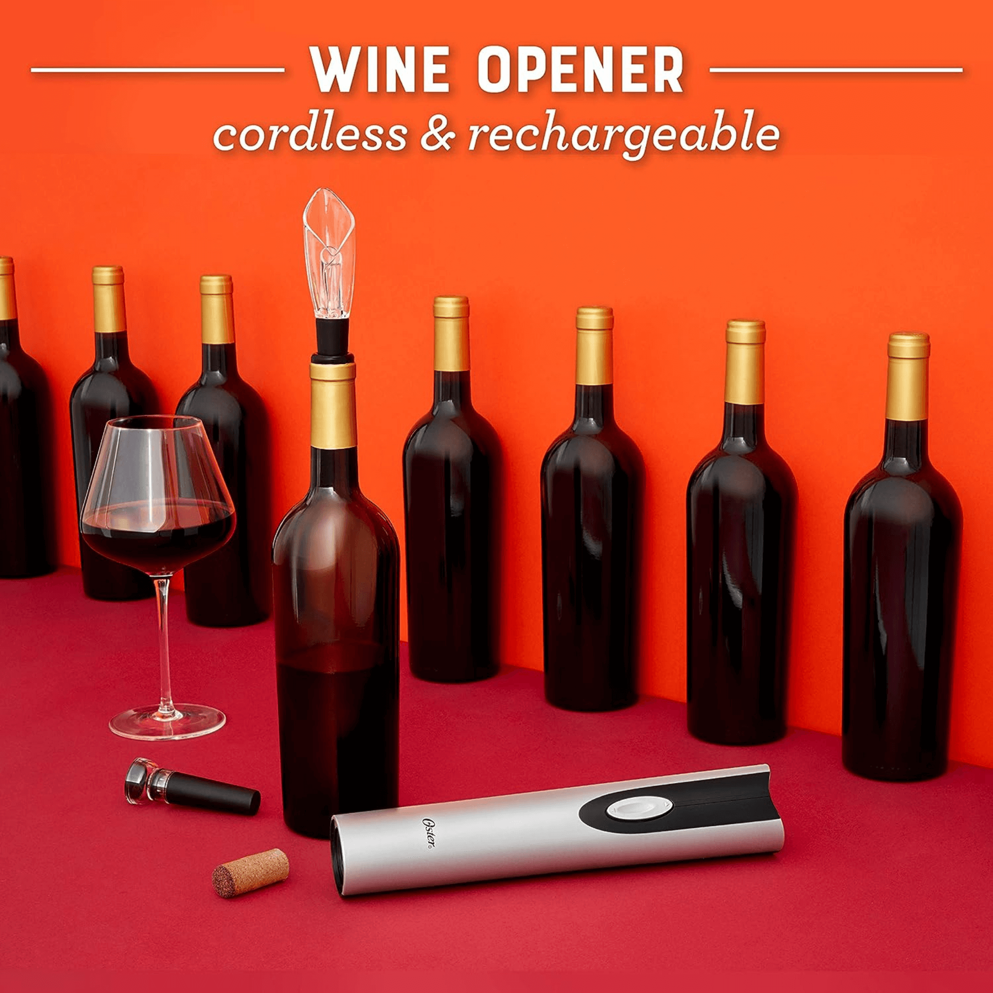 Oster 4-in-1 Wine Opening Kit with Rechargeable Opener - REFURBISHED