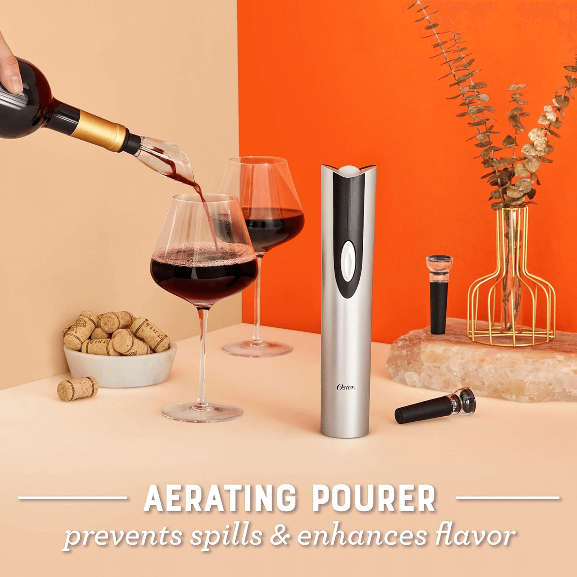 Oster 4-in-1 Wine Opening Kit with Rechargeable Opener - REFURBISHED