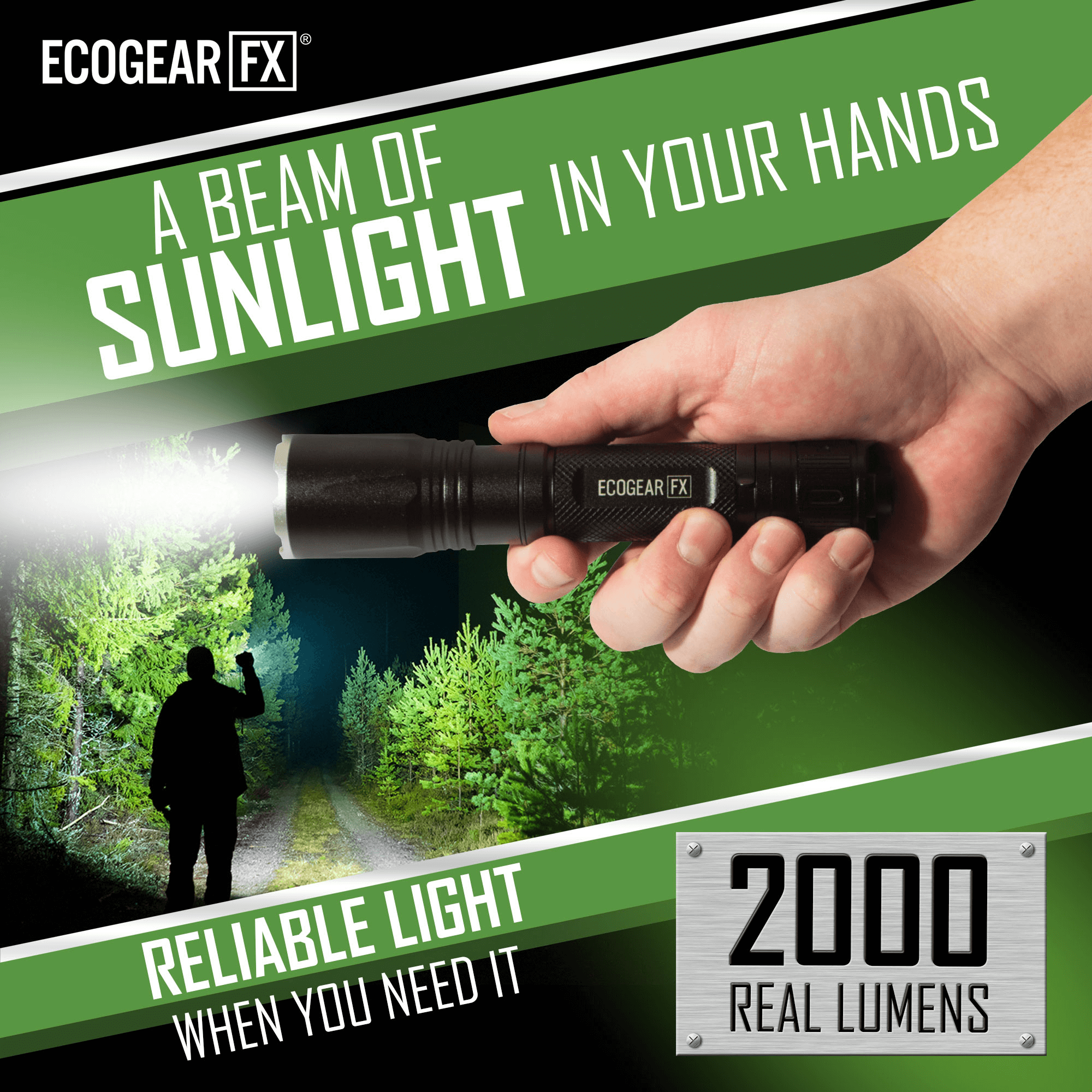 EcoGear FX TK2000 USB Rechargeable LED Tactical Flashlight