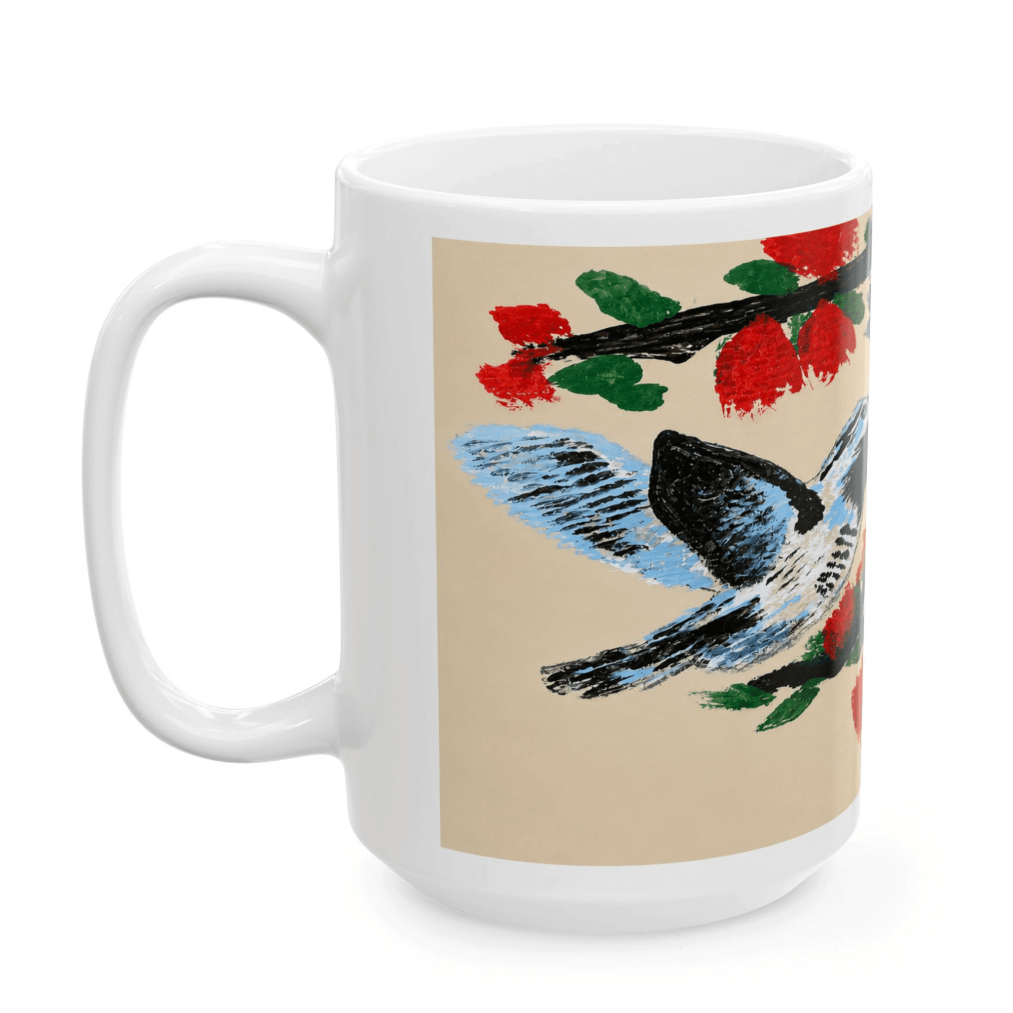 PimsArt Hummingbird and Cherry Blossom Mug From Original Painting