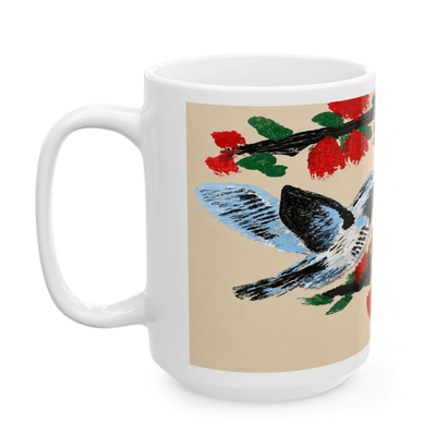 PimsArt Hummingbird and Cherry Blossom Mug From Original Painting