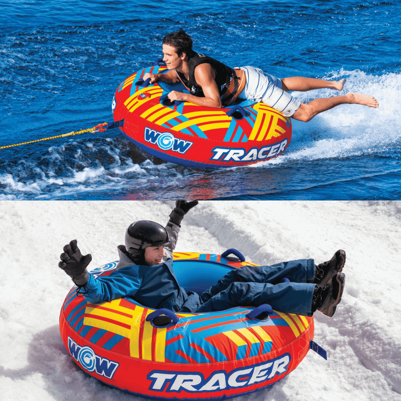 WOW Watersports Tracer Snow Tube Towable for Summer & Winter Action