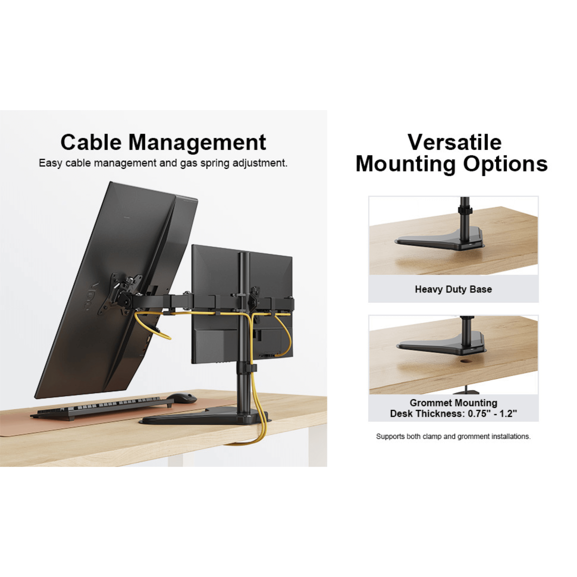 ErgoAV Motion Desk Stand for Dual Monitors 13" to 32"