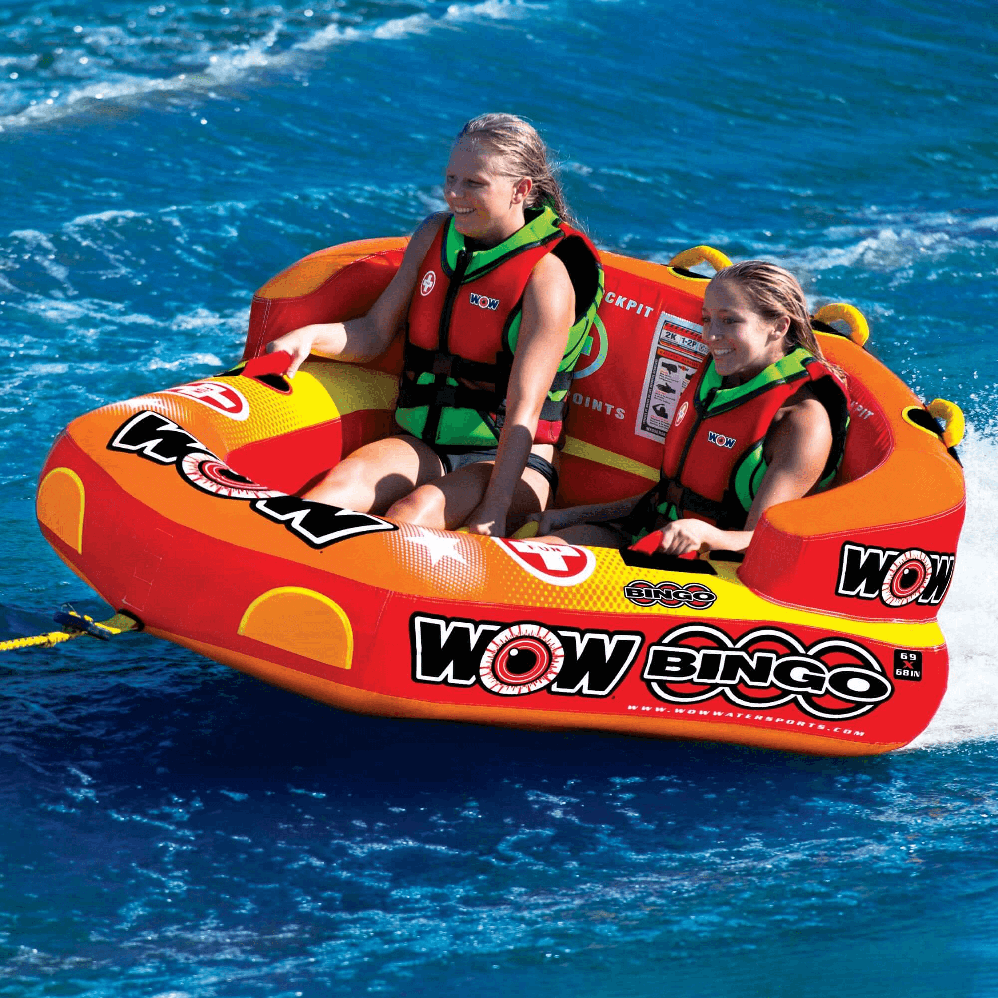 WOW Watersports Bingo 1-2 Person Cockpit Ski Tube with Secured Seating