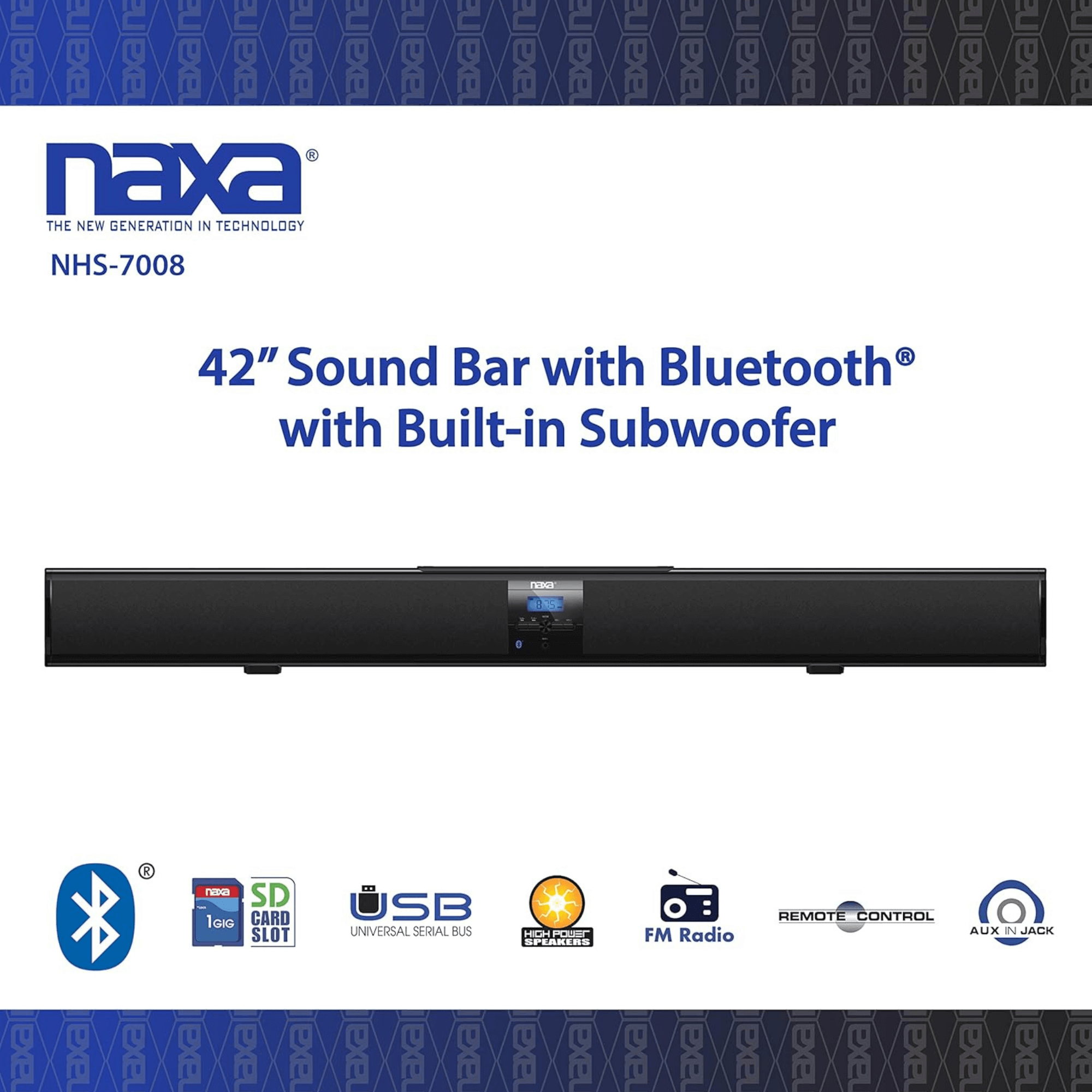 Naxa 42" BT Sound Bar with Built-in Subwoofer - Refurbished