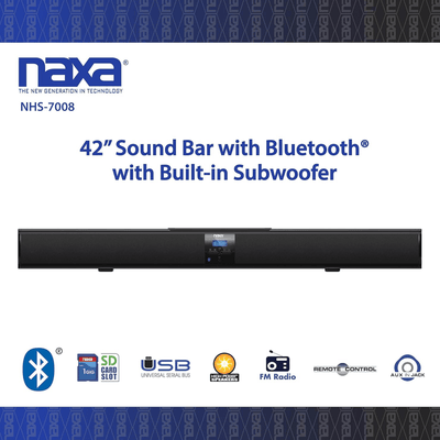 Naxa 42" BT Sound Bar with Built-in Subwoofer - Refurbished