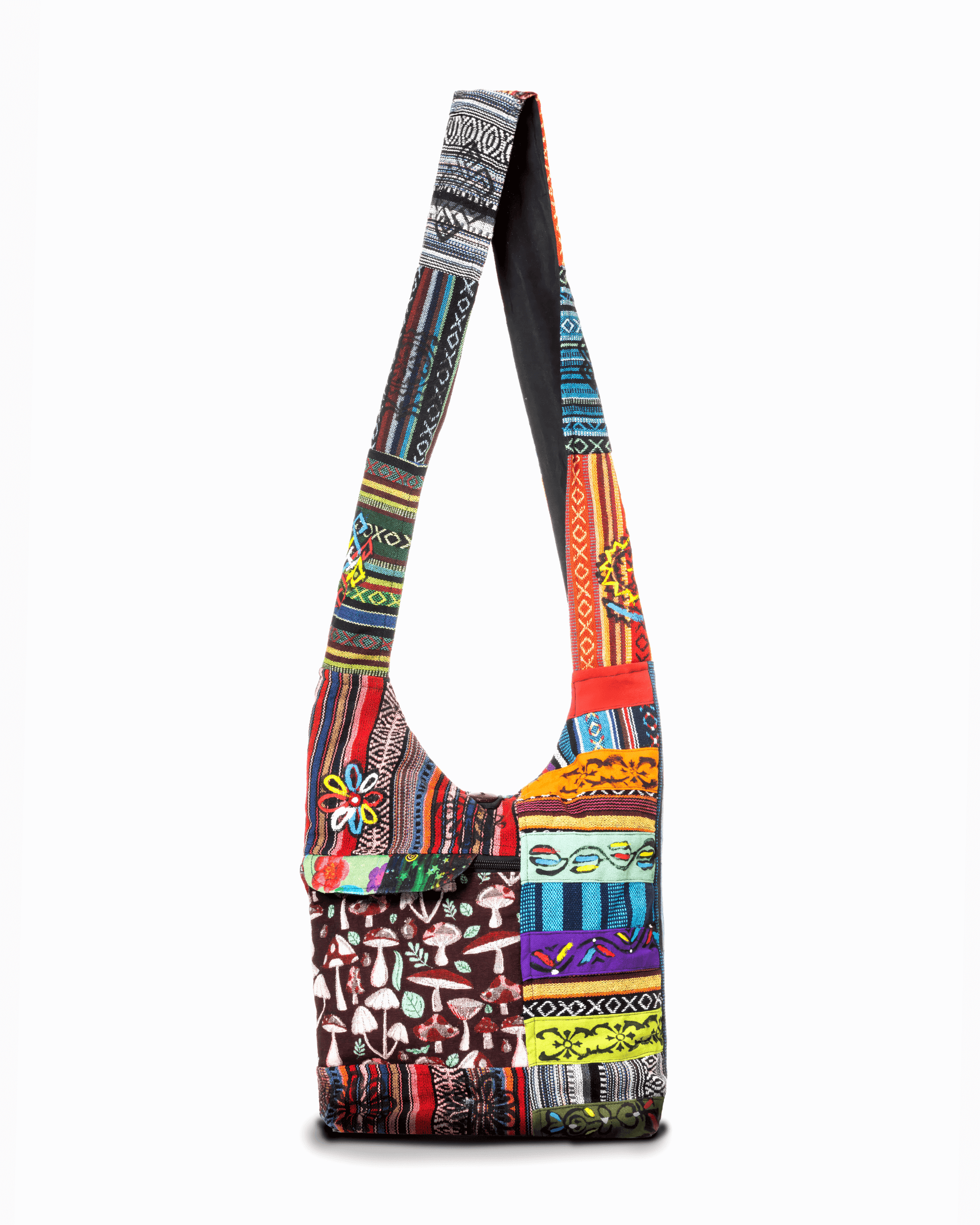 Kathmandu Collection Tribal Stripe Patchwork Hobo Bag