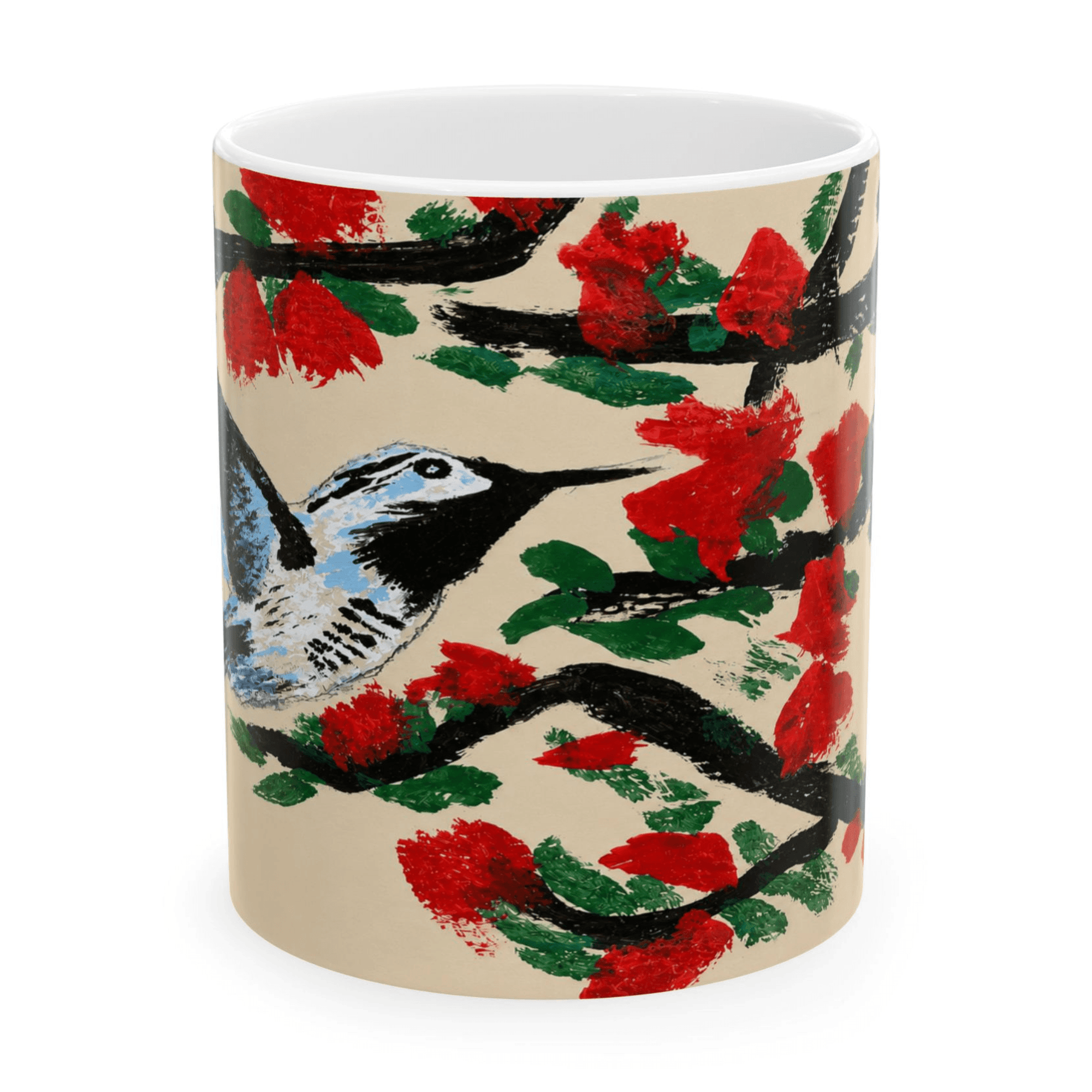 PimsArt Hummingbird and Cherry Blossom Mug From Original Painting