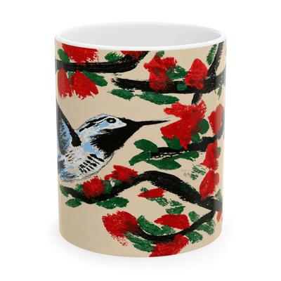 PimsArt Hummingbird and Cherry Blossom Mug From Original Painting