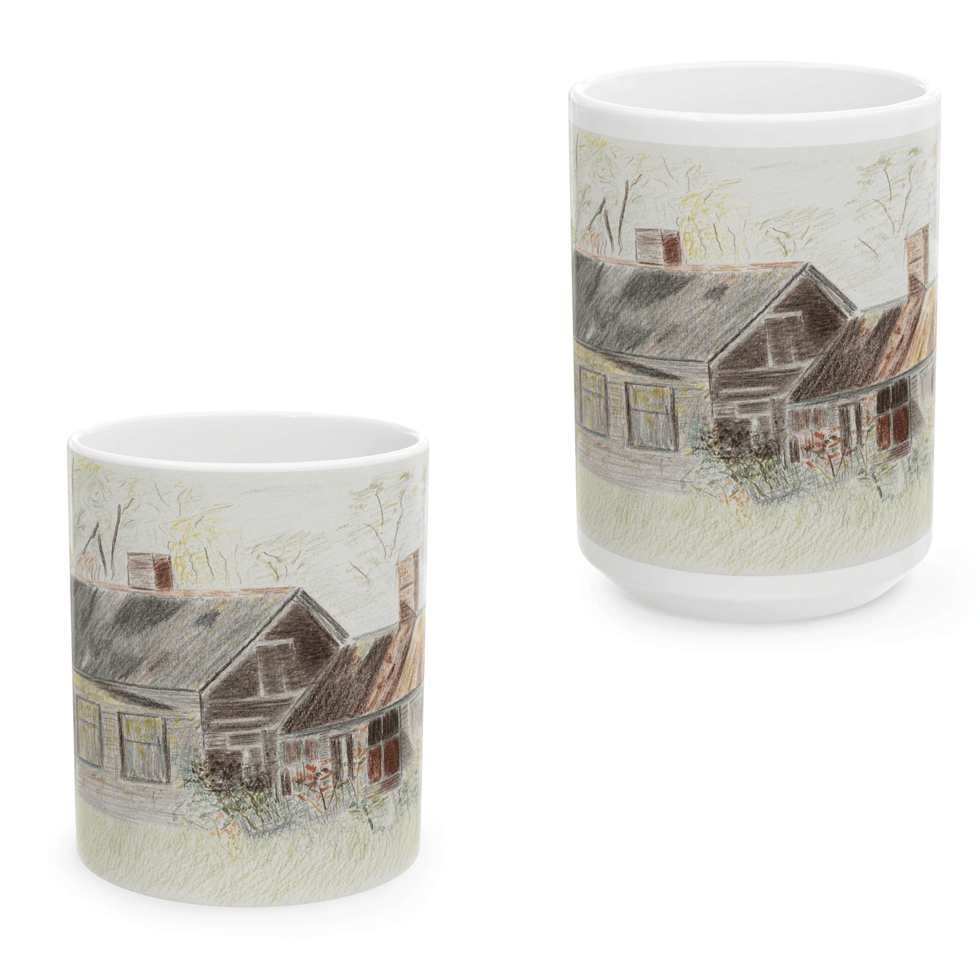 PimsArt Country Cottage Sketch Mug From Original Drawing