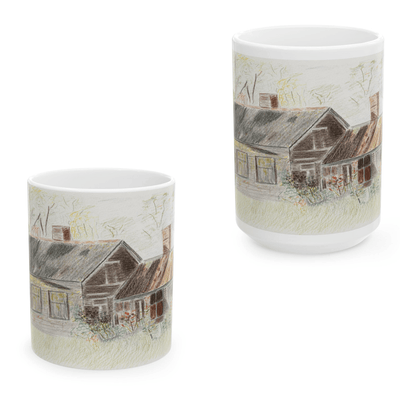 PimsArt Country Cottage Sketch Mug From Original Drawing
