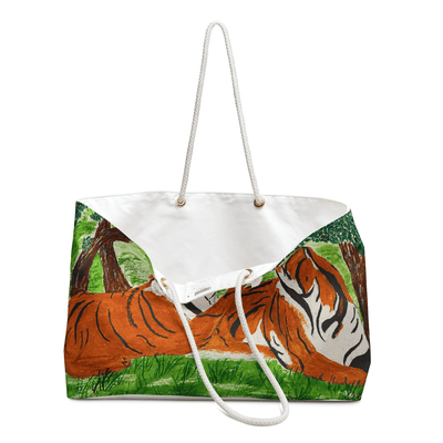 PimsArt Wild Tigers Roaring Weekender Bag From Original Painting