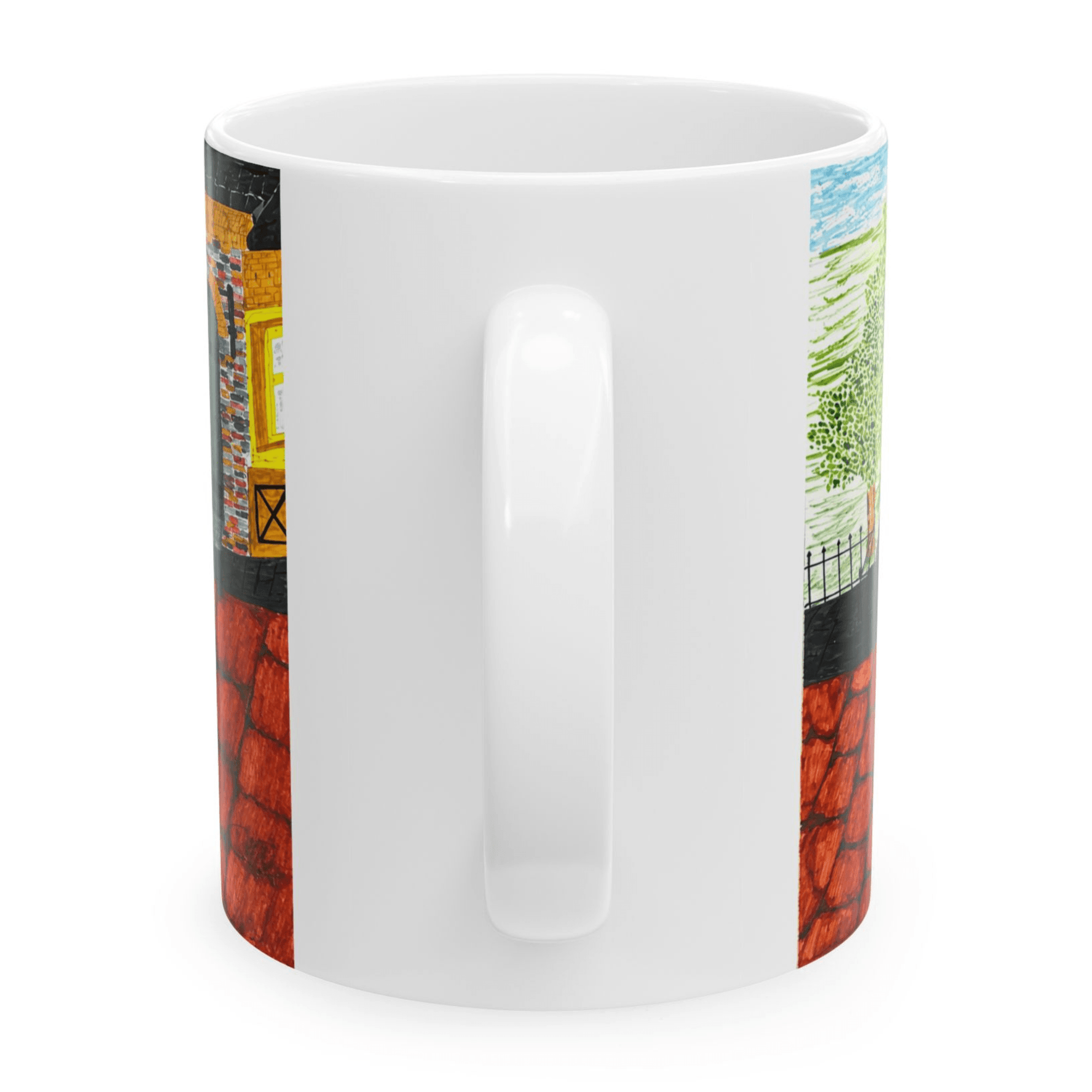 PimsArt Medieval Street Scene Dueling Swordsmen Mug From Original Painting