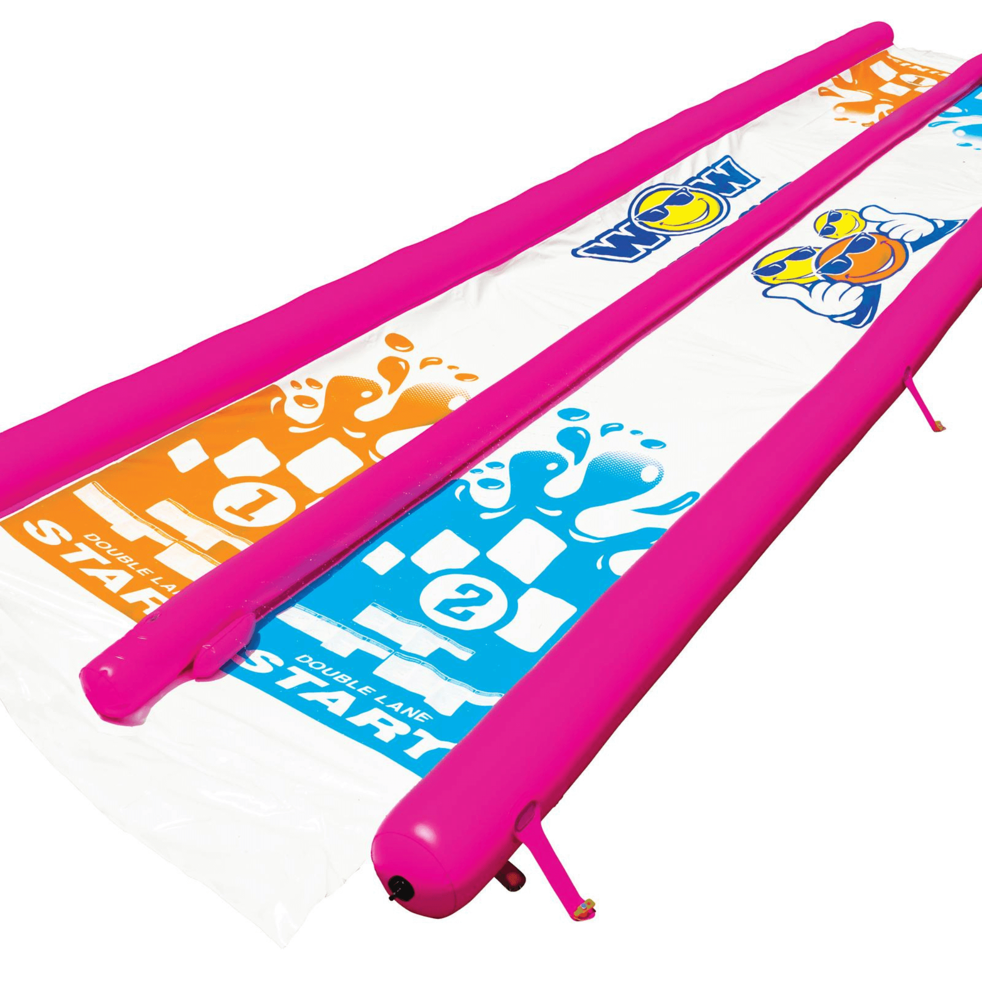 WOW Watersports Giant Backyard Double Lane Lawn Slide, Heavy Duty PVC and 2 Inflatable Sleds