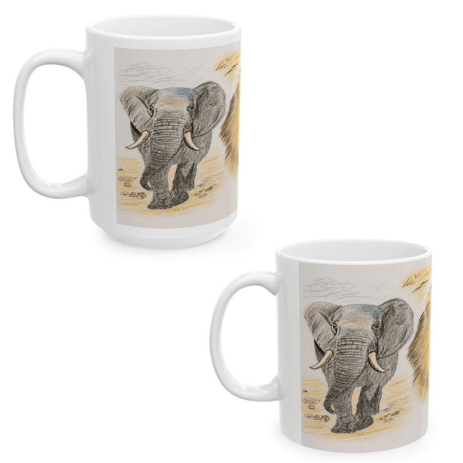 PimsArt African Safari Lion Elephant Leopard Mug From Original Drawing