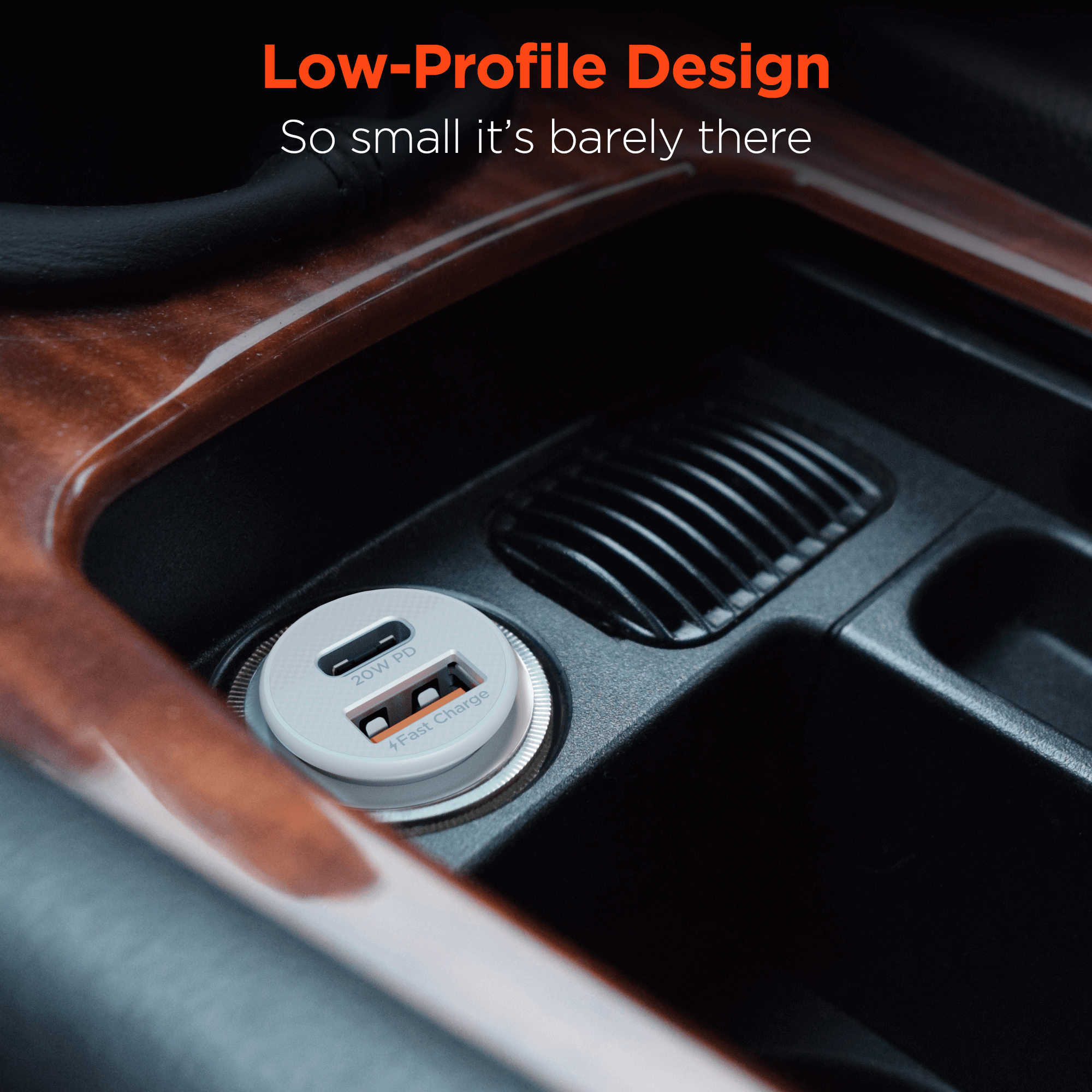 HyperGear Mini 20W USB-C PD + 18W USB Fast Car Charger