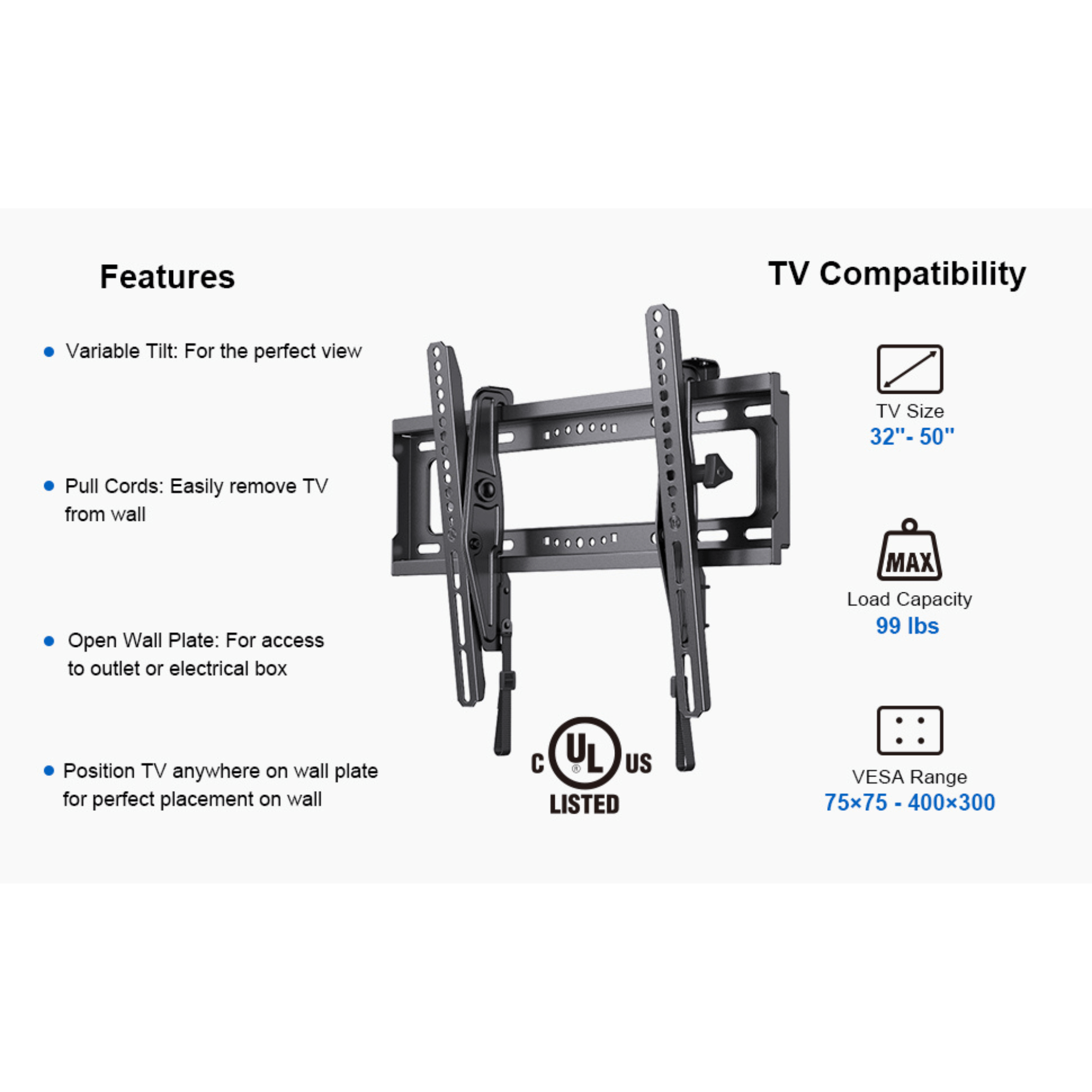 ErgoAV Tilt Mount for TVs 32" to 55"