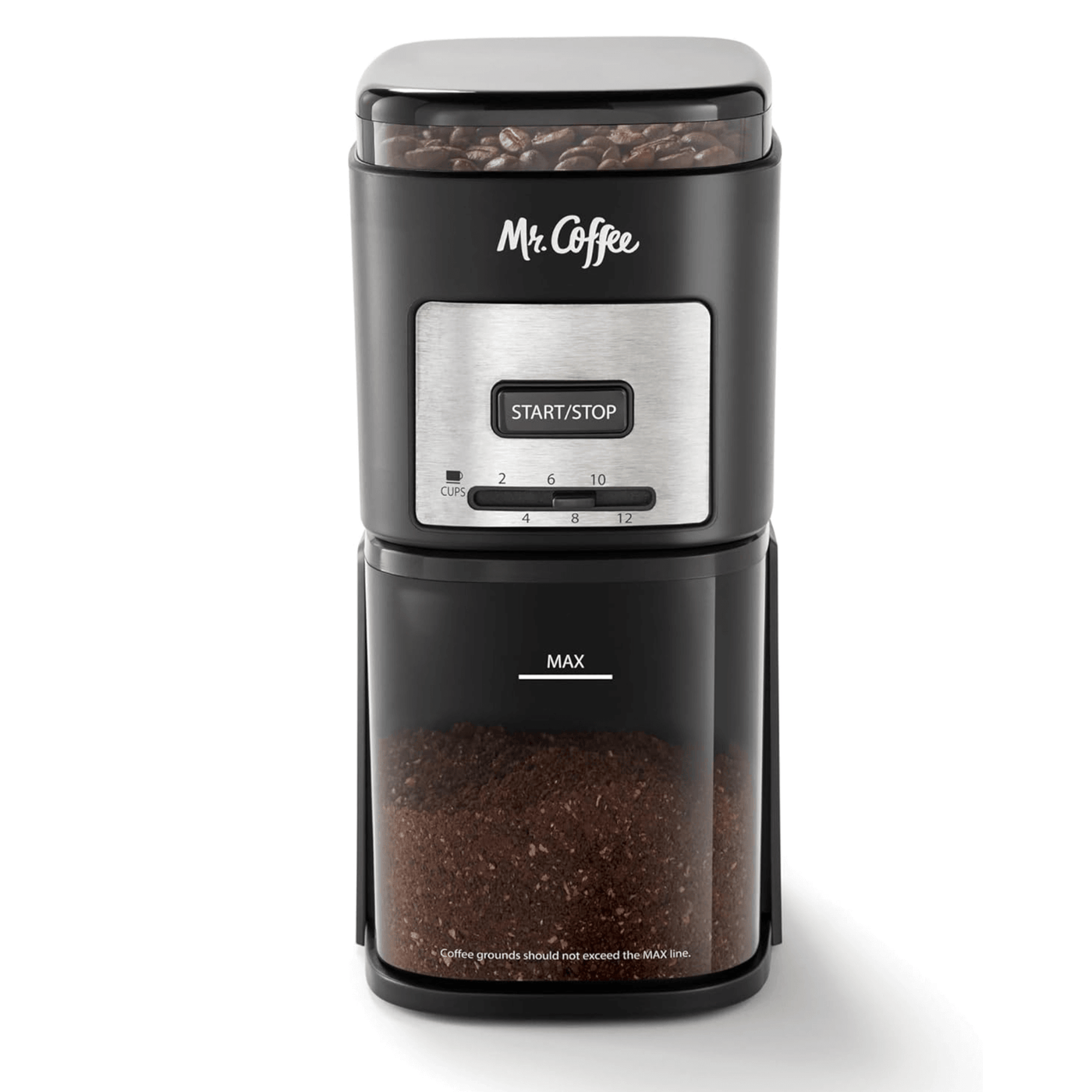 Mr. Coffee Burr Mill Large-Capacity Automatic Coffee Grinder with 12 Custom Grinders