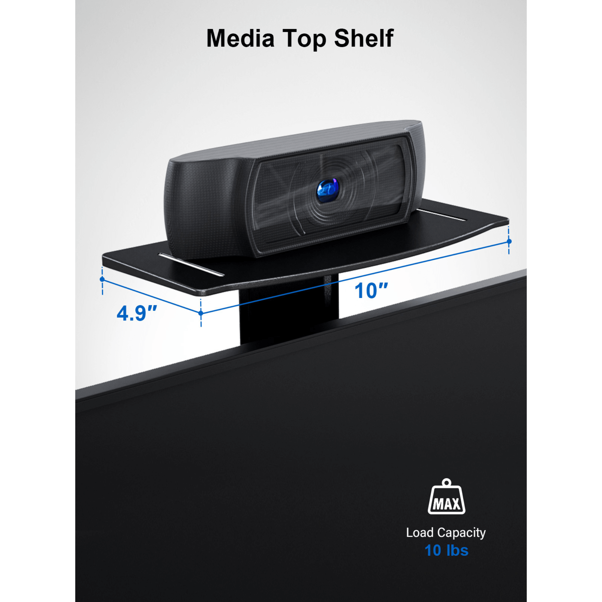 ErgoAV Movable Height-Adjustable Cart with Camera Shelf for TVs 43" to 70"